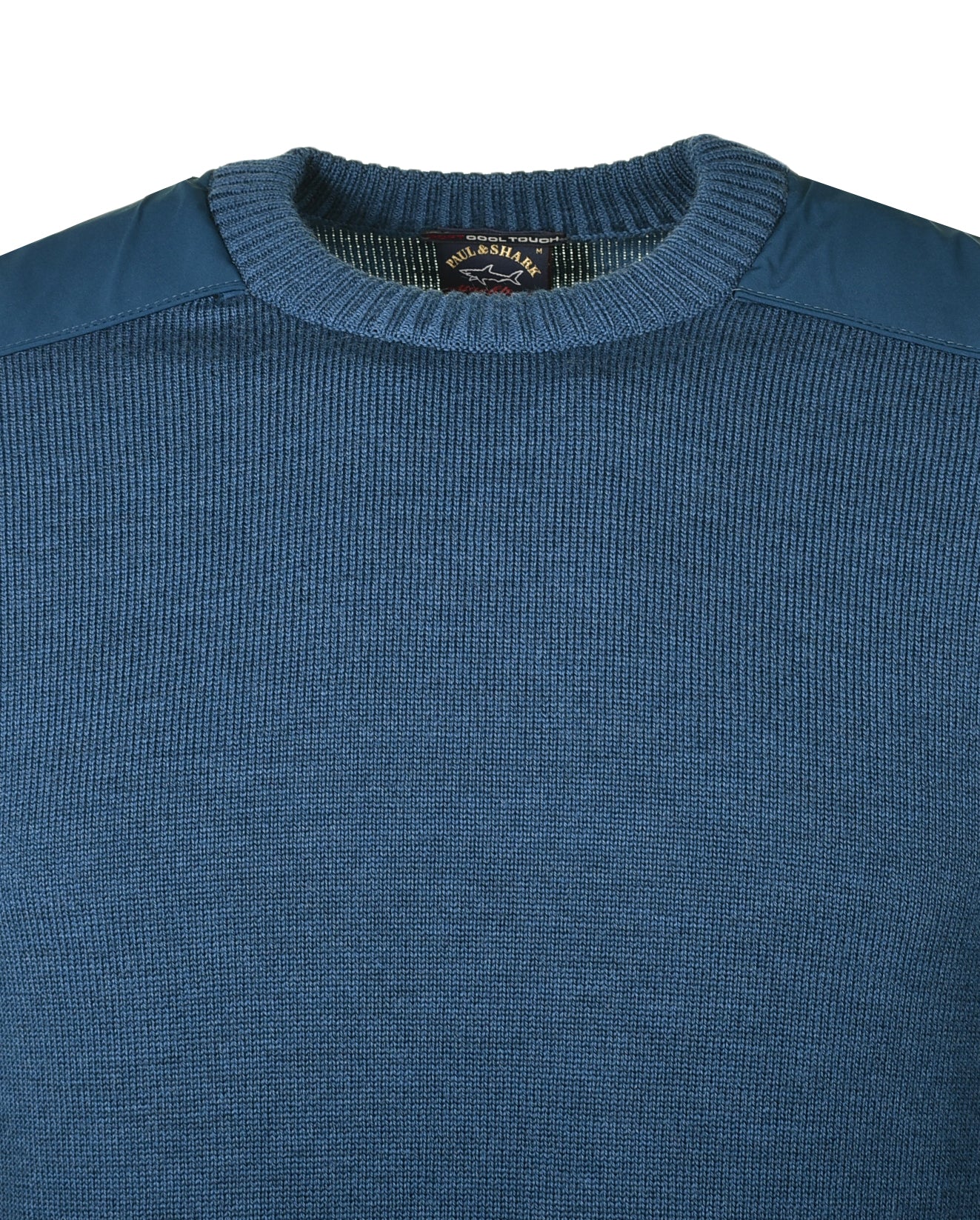 Knitted Shoulder Panel Crew Neck Jumper Petrol Blue
