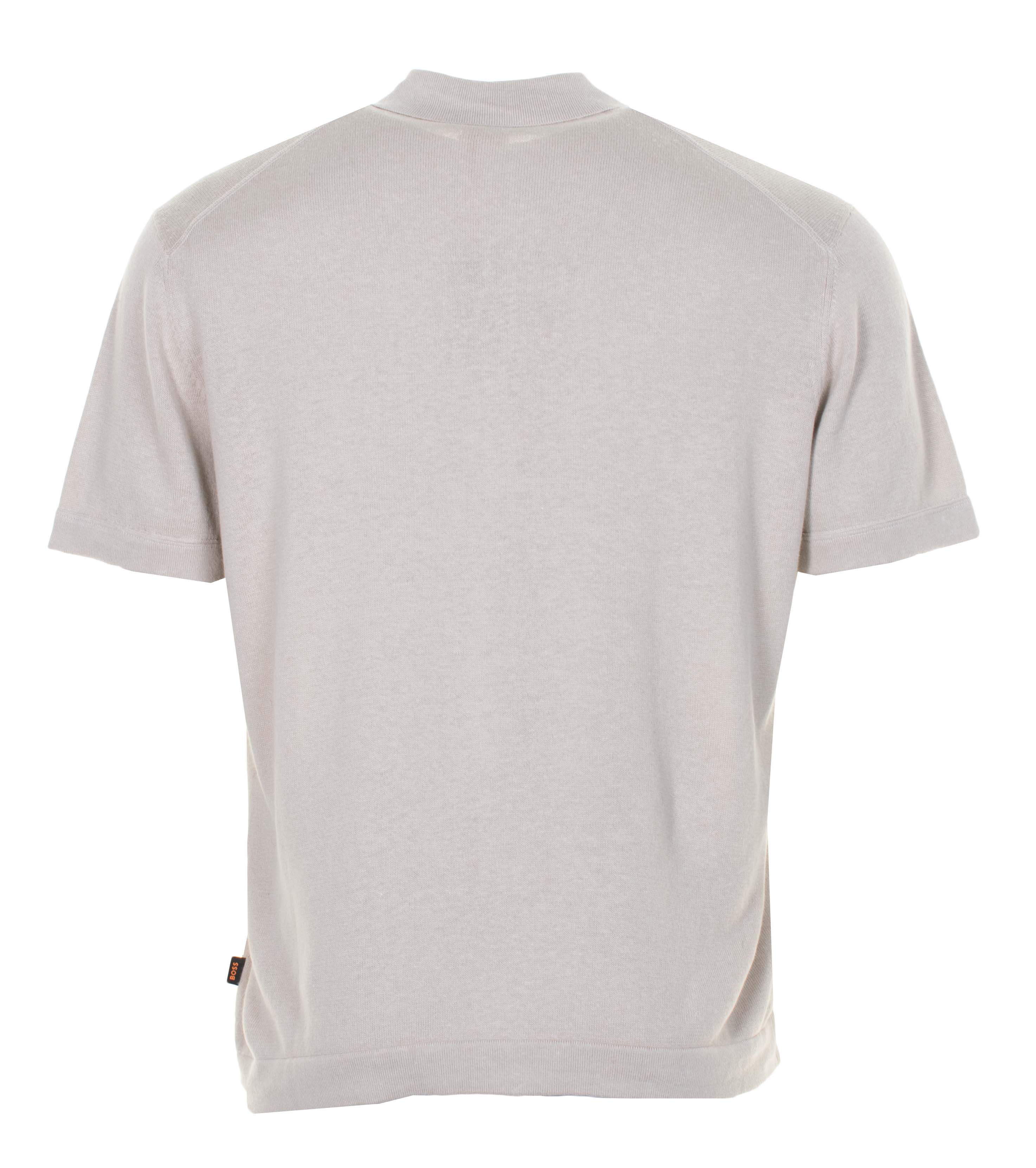 Kamiccio Knitted Full Button Short Sleeve Polo Shirt Light Beige