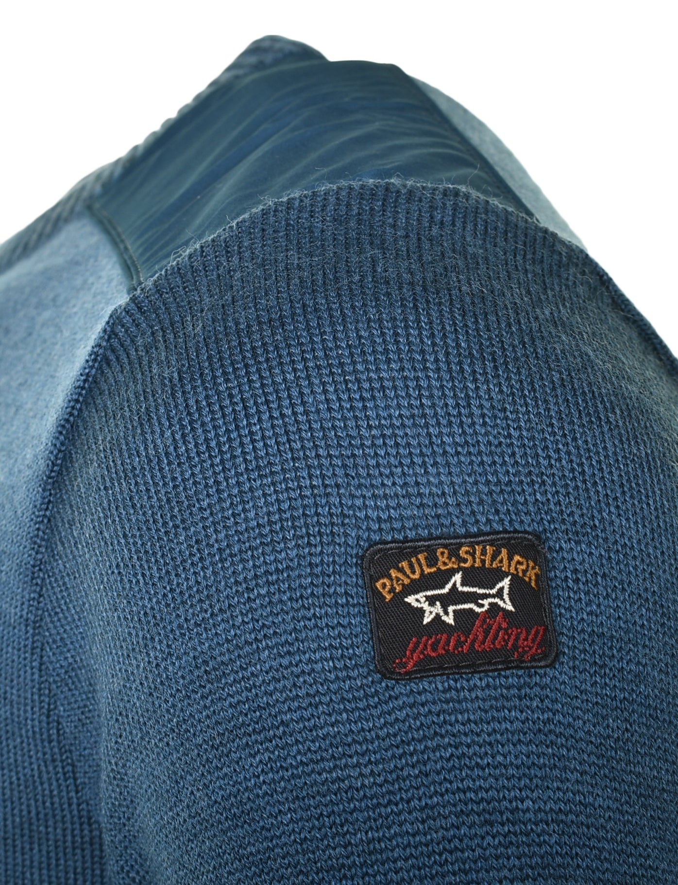 Knitted Shoulder Panel Crew Neck Jumper Petrol Blue