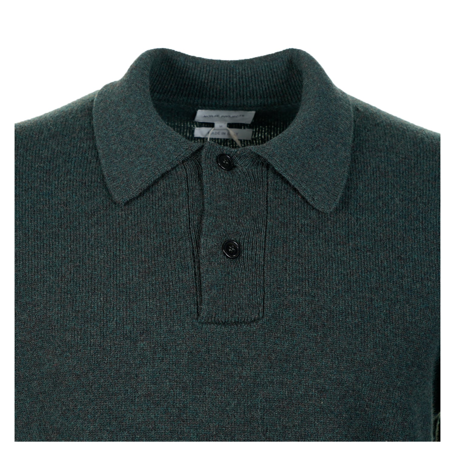 Norse Standard Merino Lambswool Long Sleeve Polo Forrest