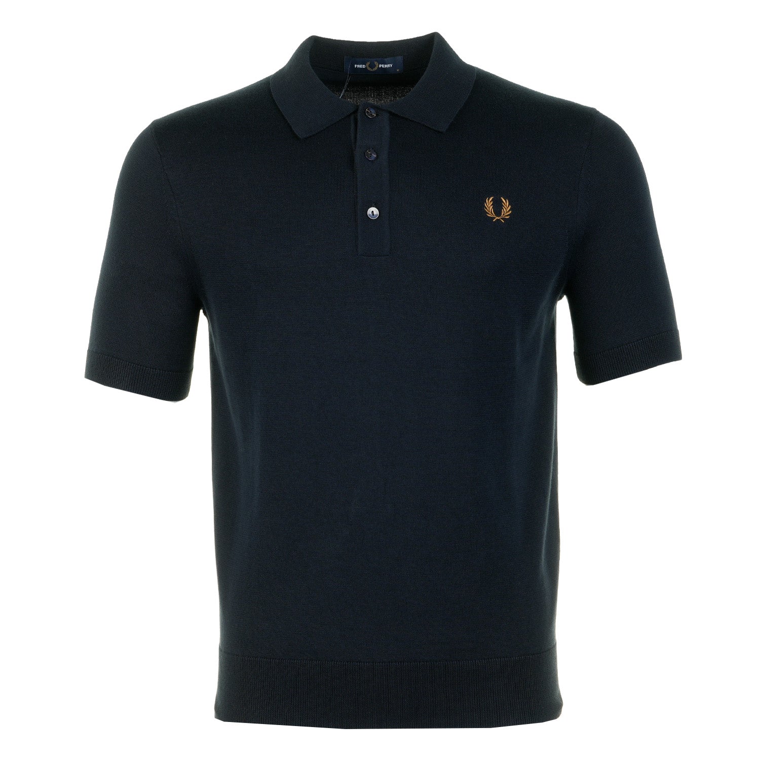 Short Sleeve Cotton Knitted Polo Shirt Navy