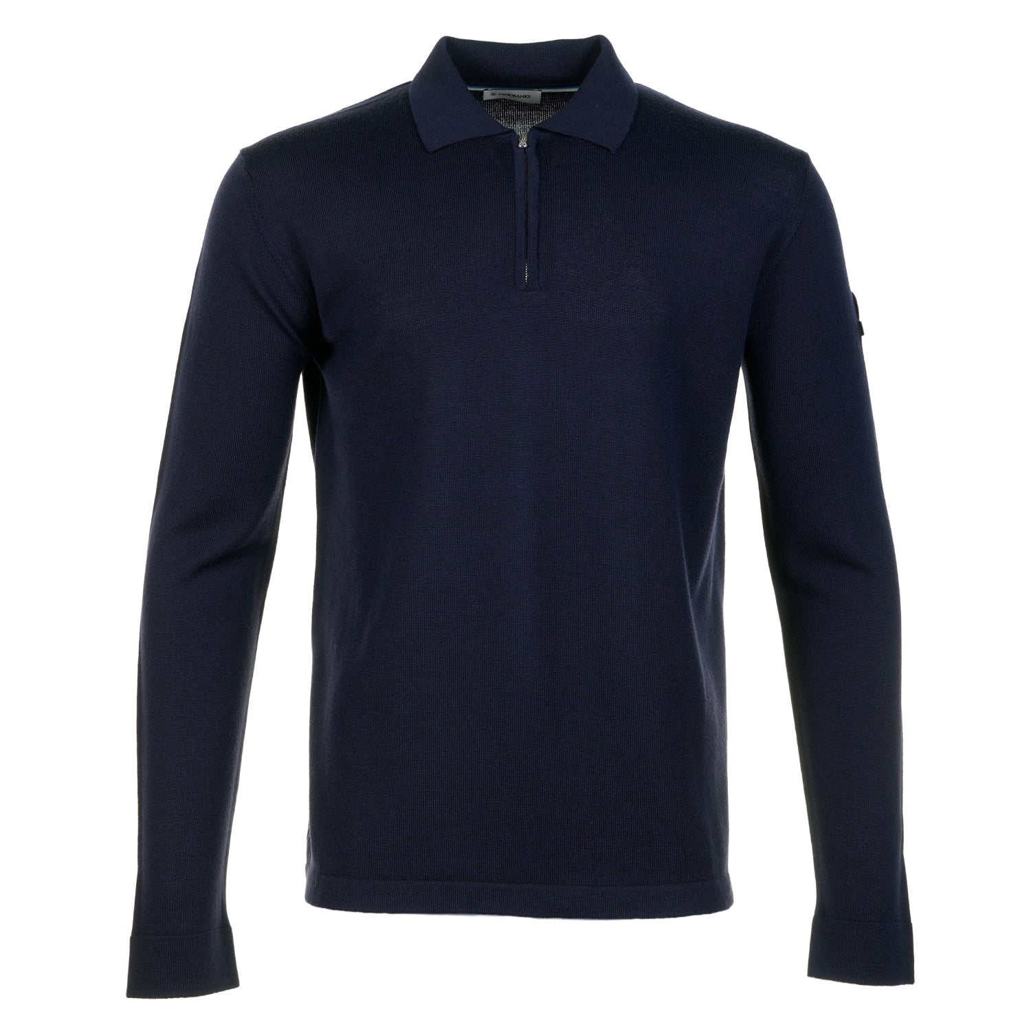 Merino Wool Zip Polo Navy