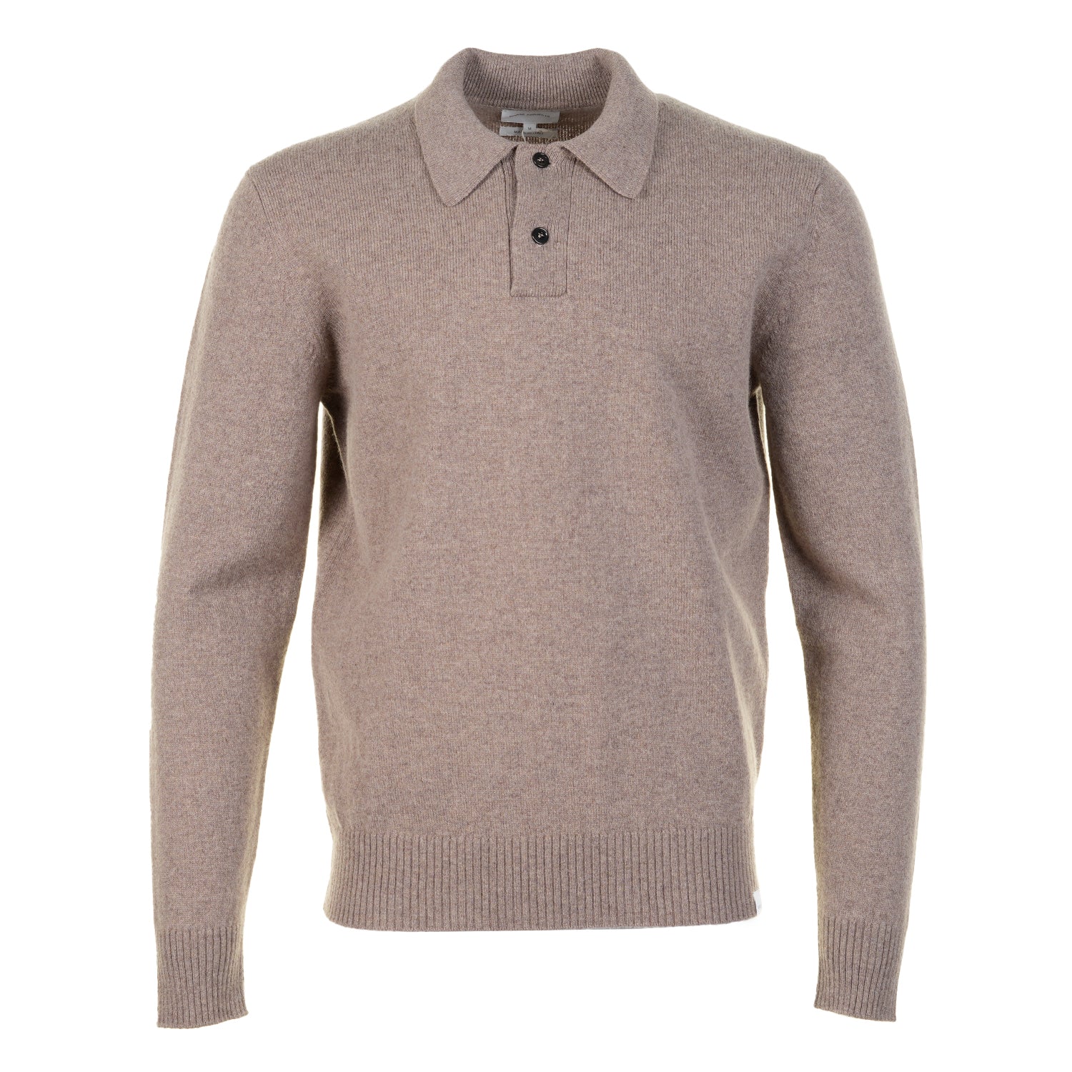 Norse Standard Merino Lambswool Long Sleeve Polo Clay