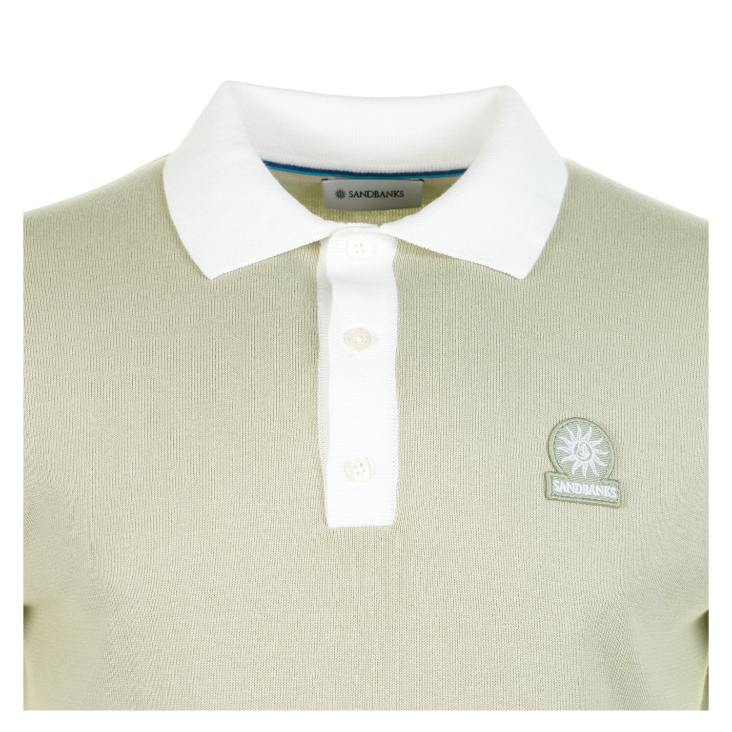 Short Sleeve Knitted 3 Button Polo Shirt Sage