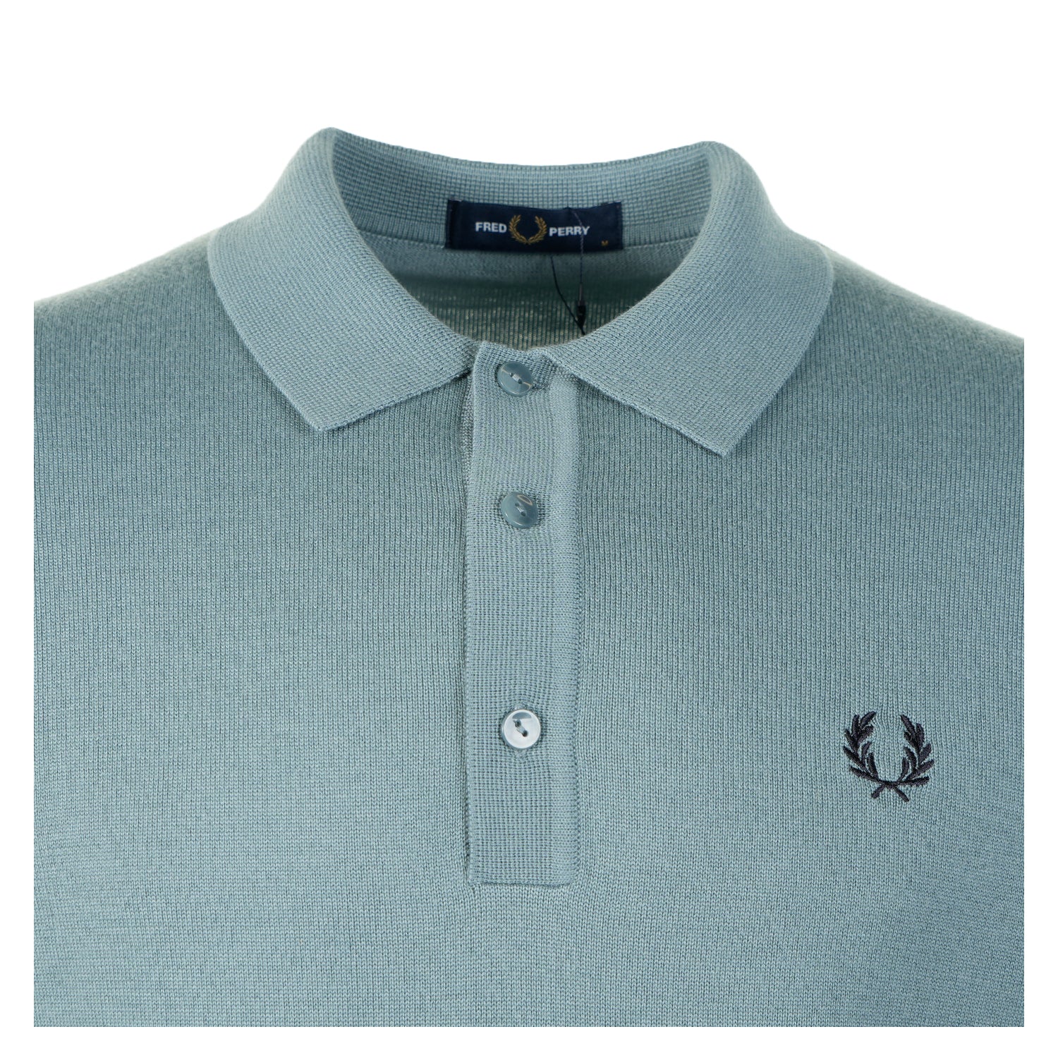 Knitted Long Sleeve Polo Shirt Stockport Blue