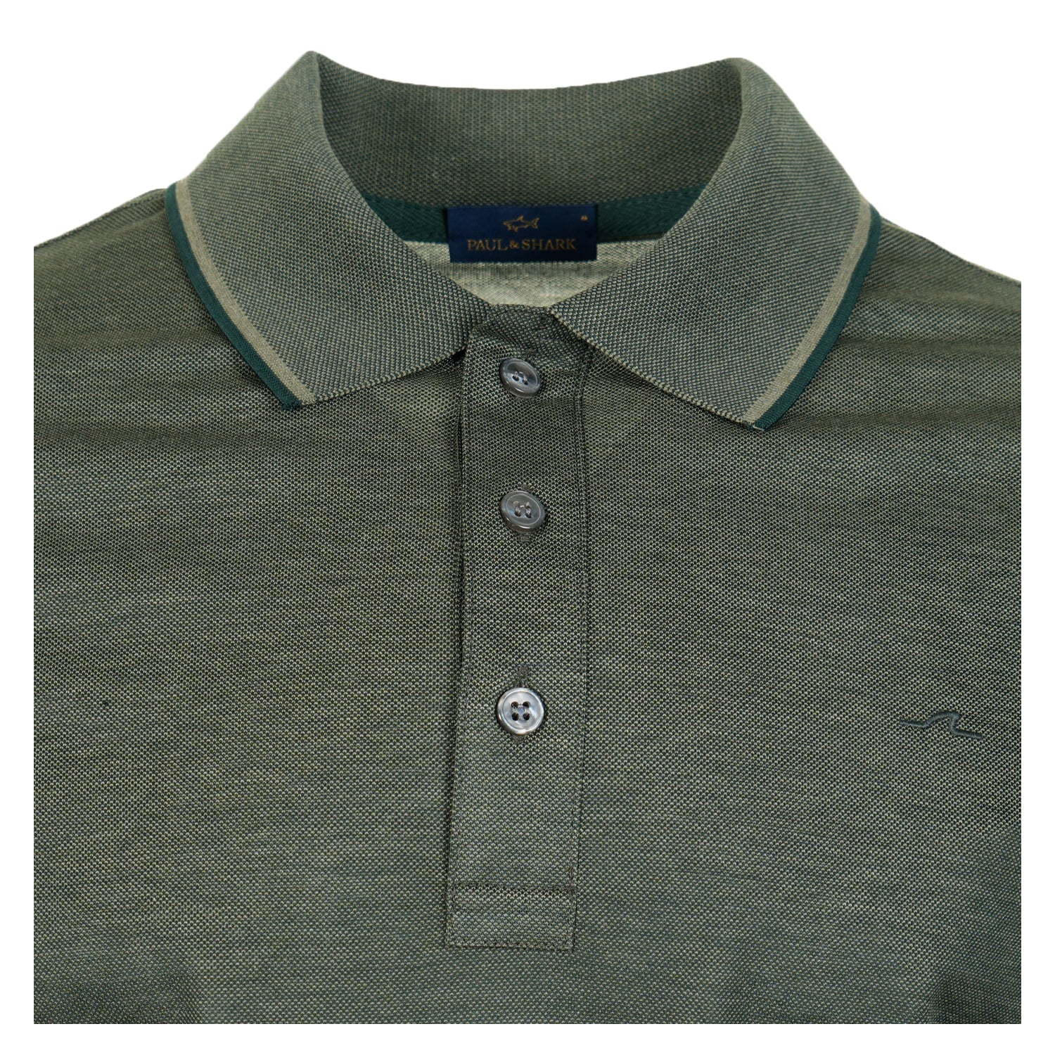 Long Sleeve Tipped Polo Shirt Green