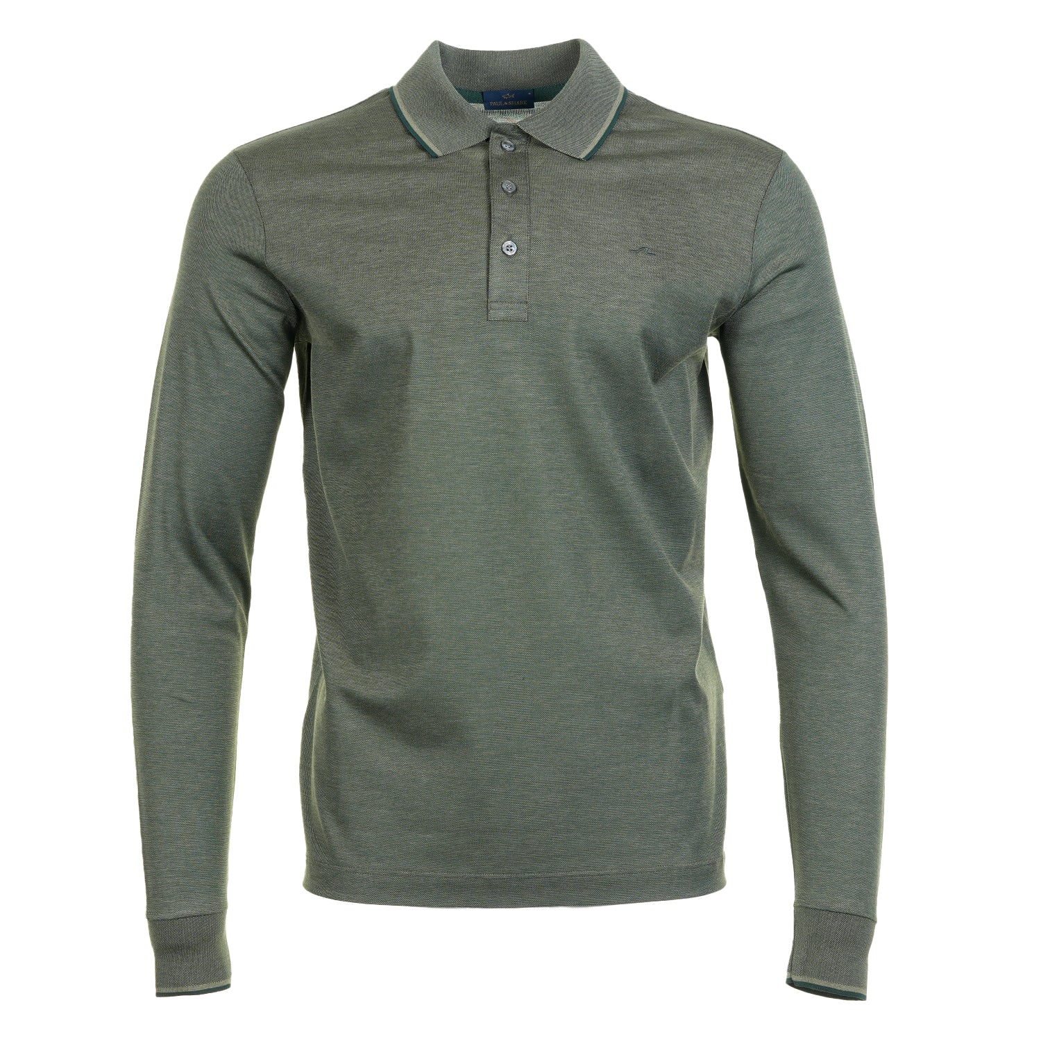 Long Sleeve Tipped Polo Shirt Green