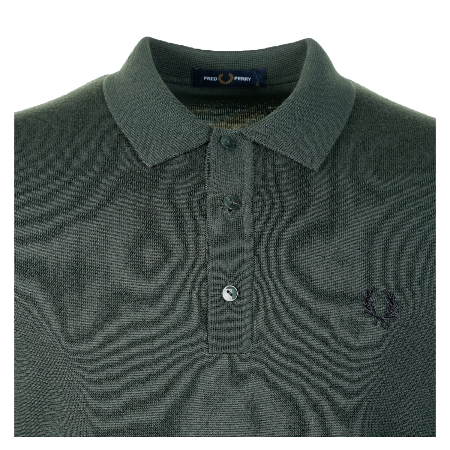 Knitted Long Sleeve Polo Shirt Court Green