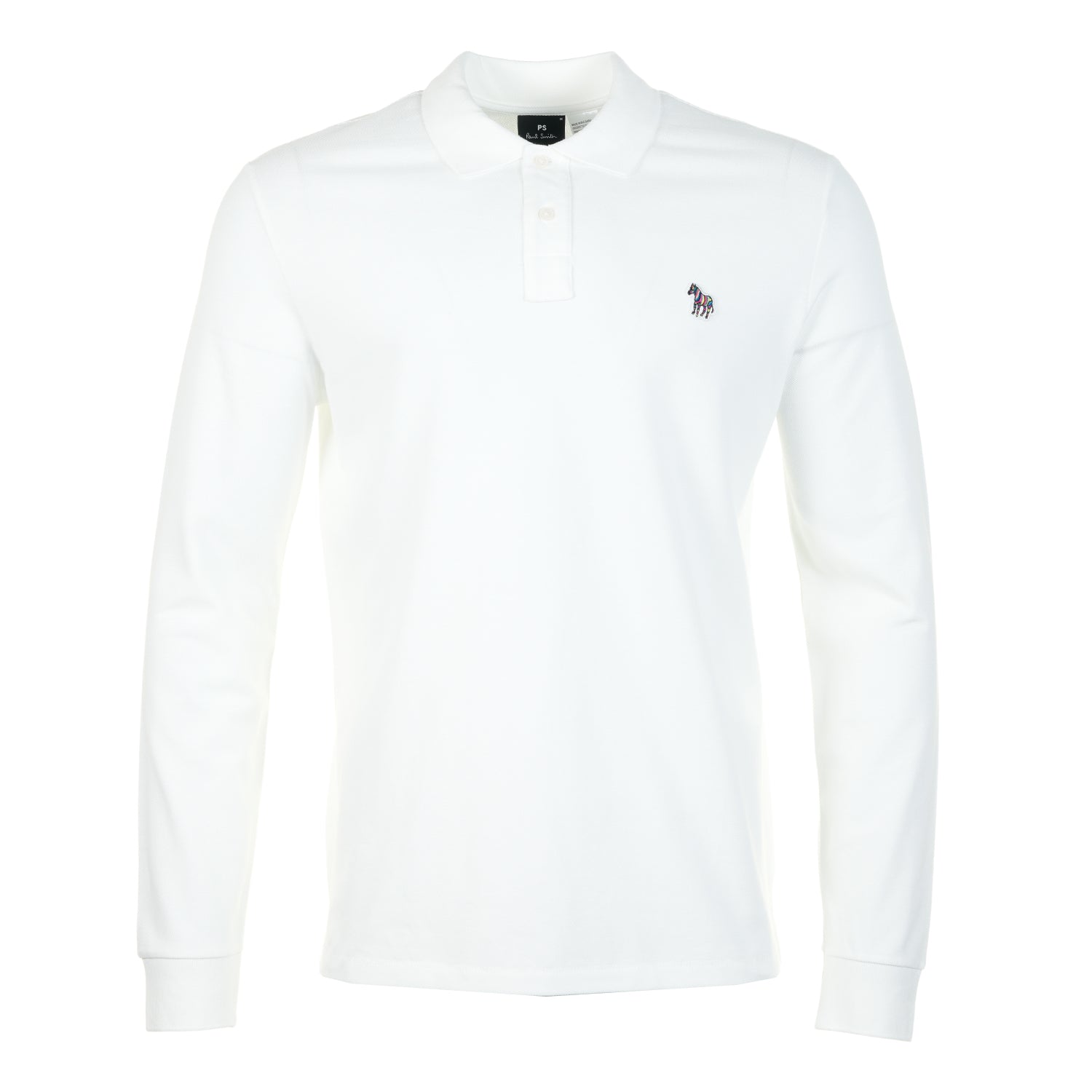 Regular Fit Long Sleeve Zebra Polo Shirt White