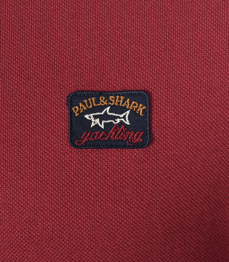 Long Sleeve Polo Shirt Dark Red