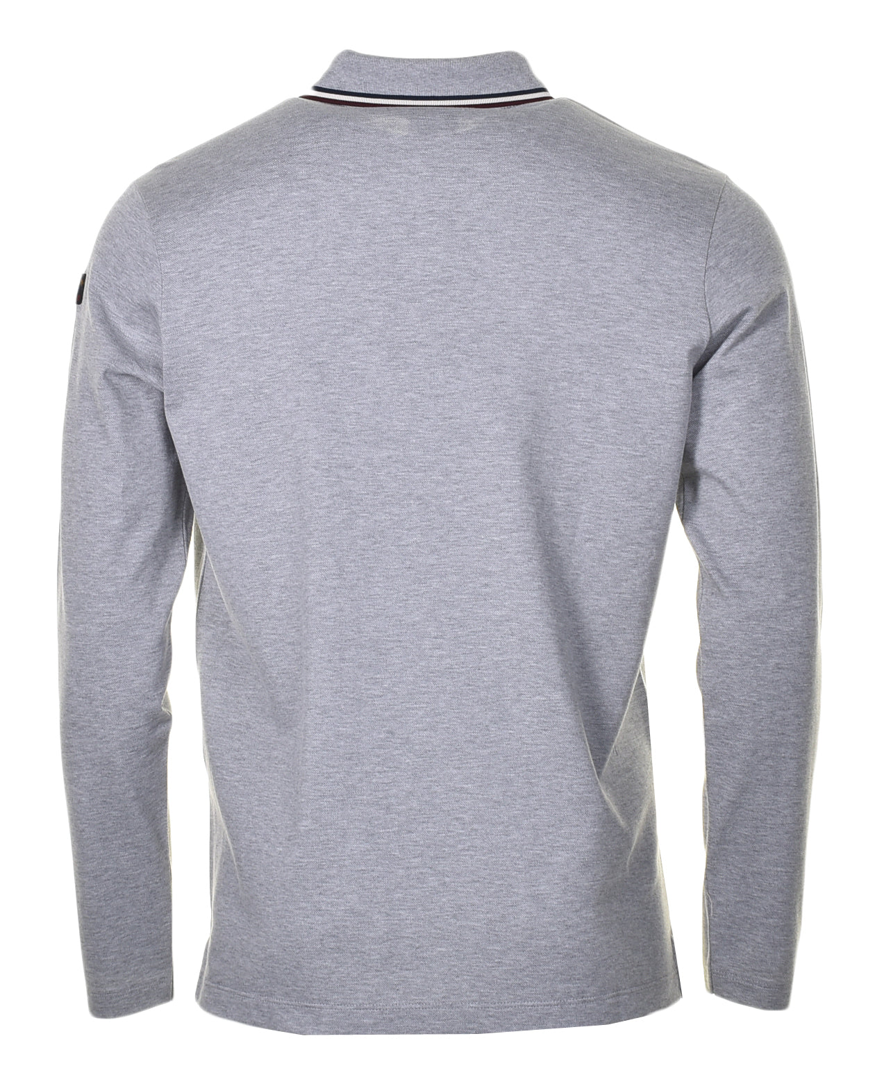 Long Sleeve Stripe Collar Polo Shirt Grey