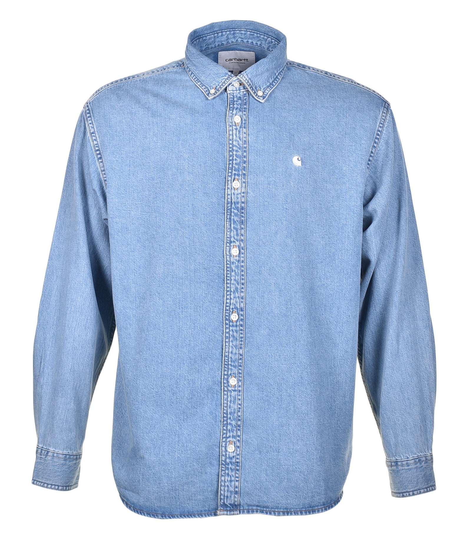 Long Sleeve Lucas Denim Shirt Blue Bleached