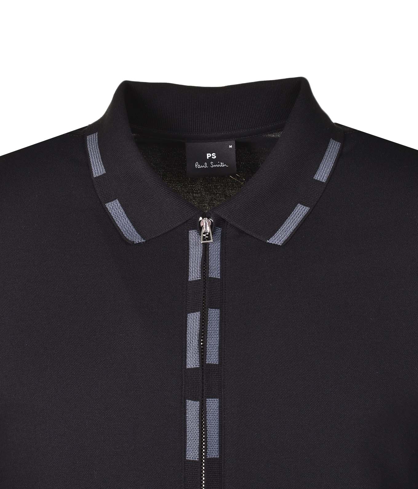 Regular Fit Long Sleeve Zip Polo Shirt Black