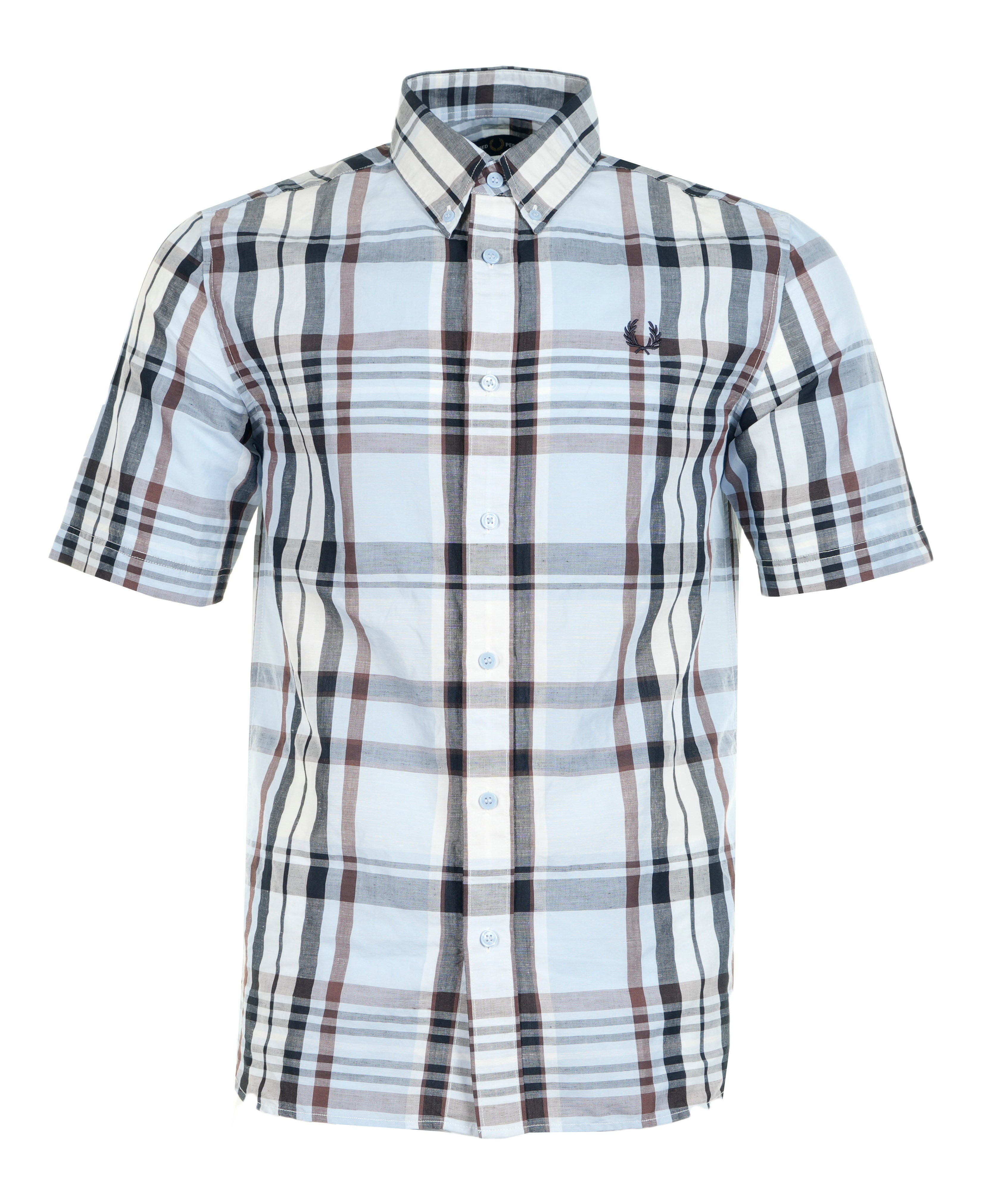 Short Sleeve Madras Check Shirt Light Smoke