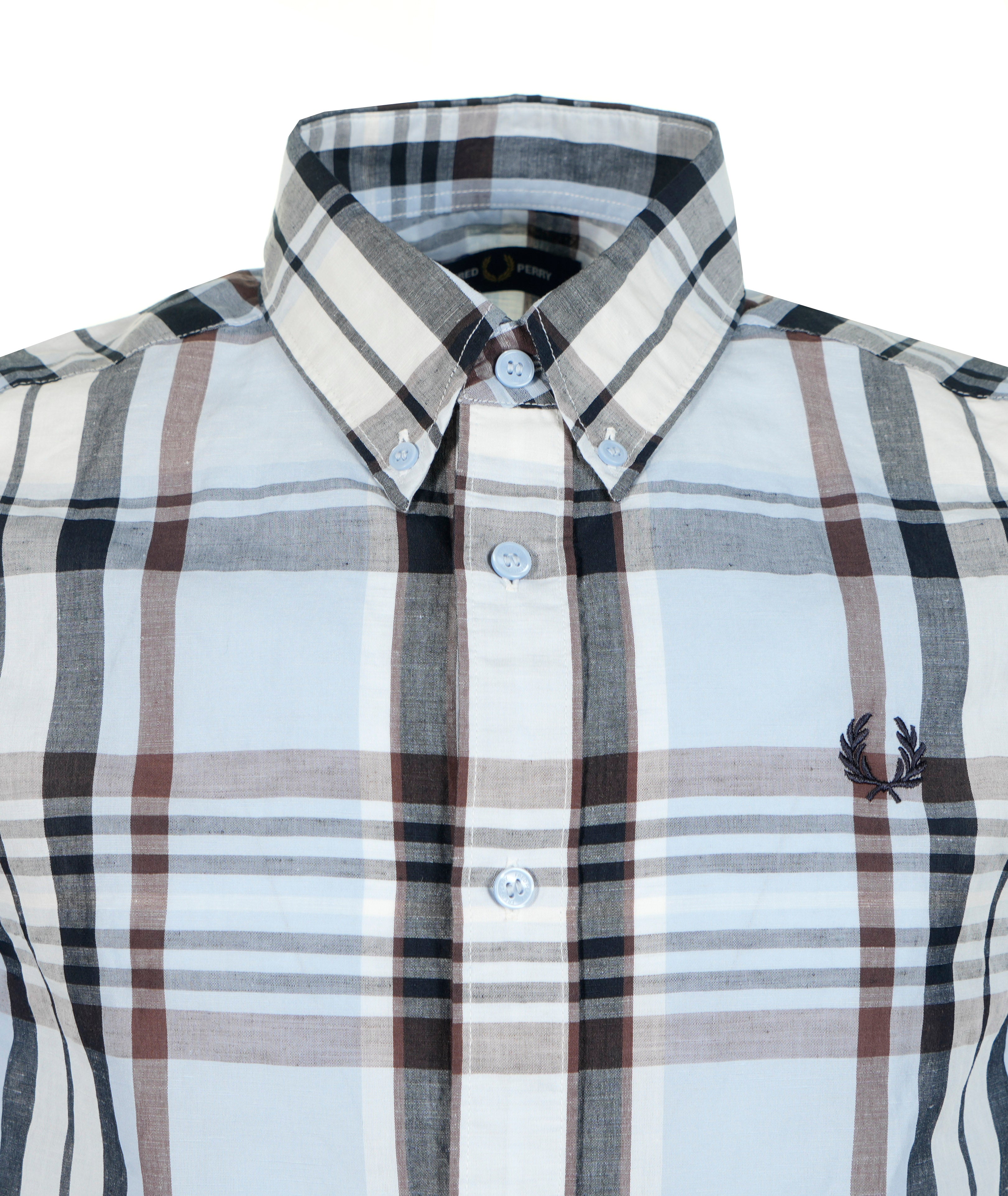 Short Sleeve Madras Check Shirt Light Smoke