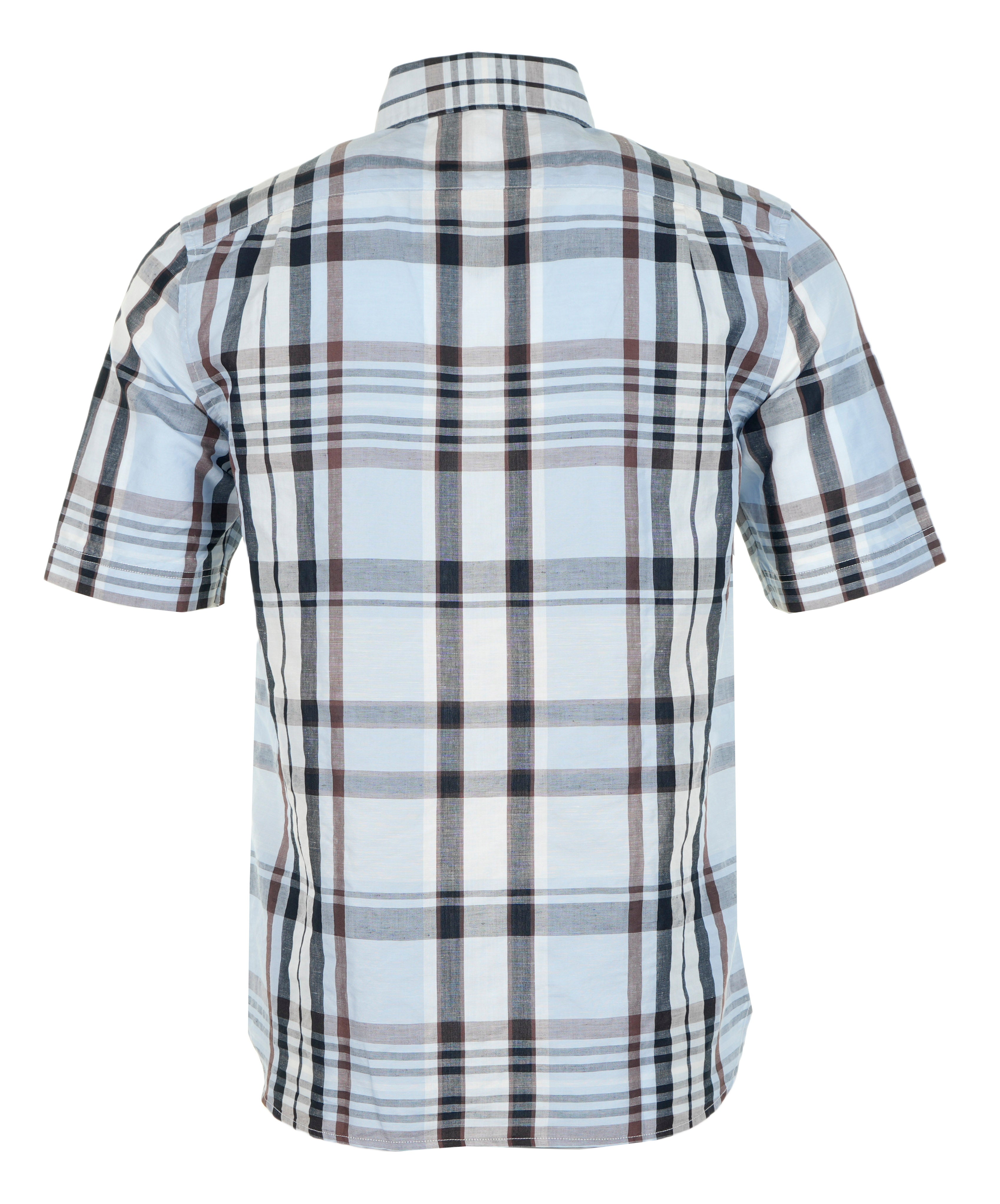 Short Sleeve Madras Check Shirt Light Smoke