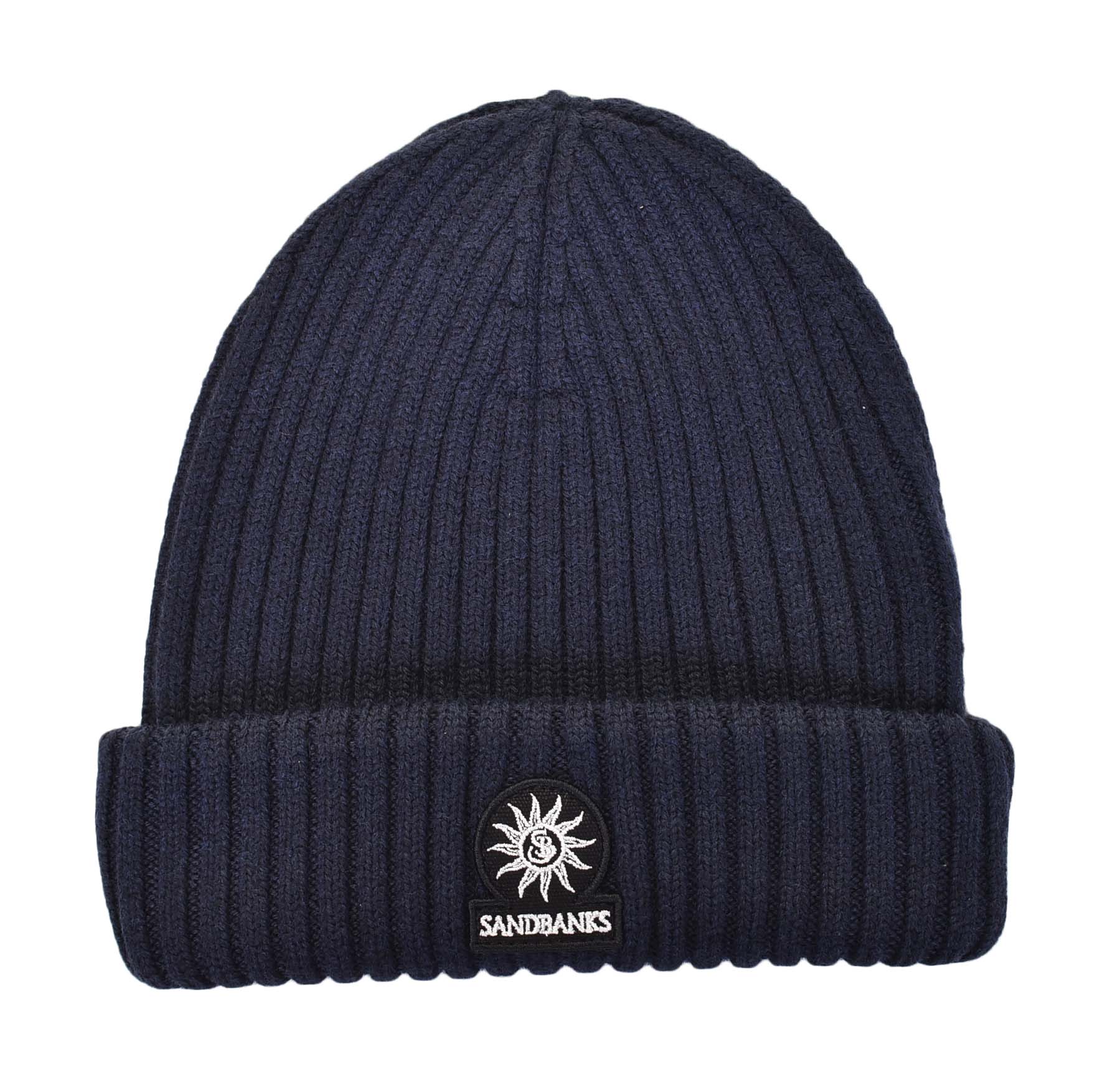 Badge Logo Merino Wool Beanie Navy