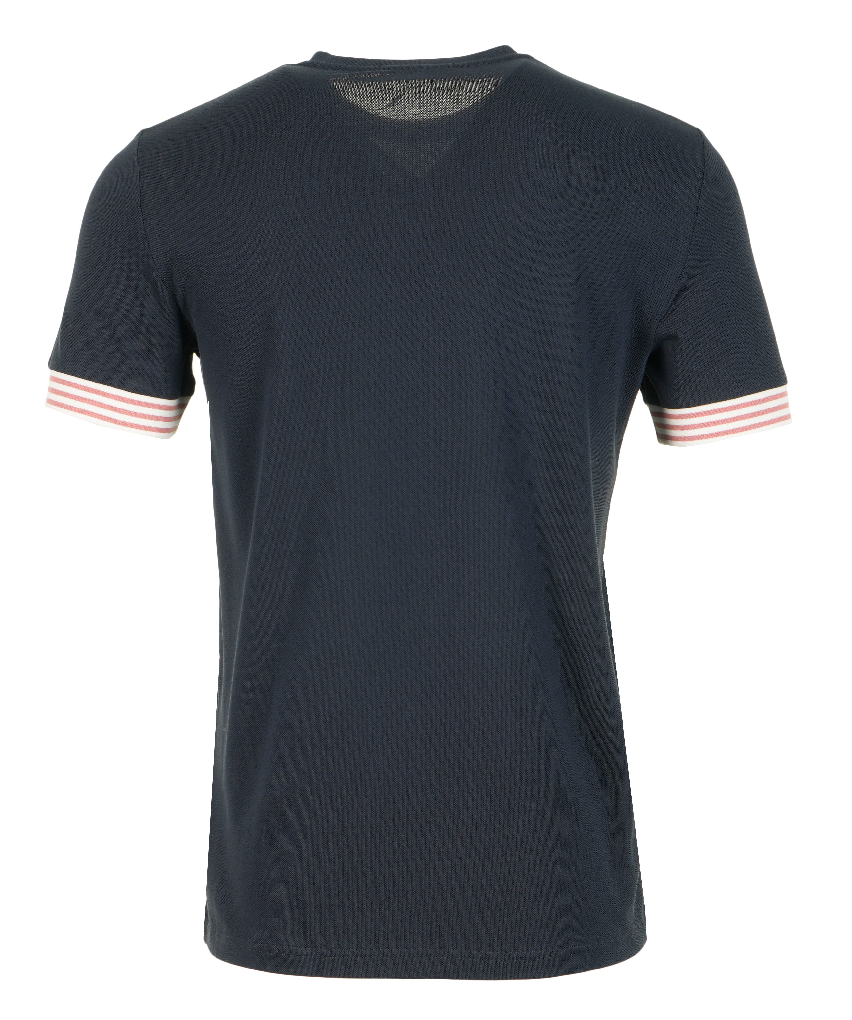 Striped Cuff Pique T-Shirt Navy