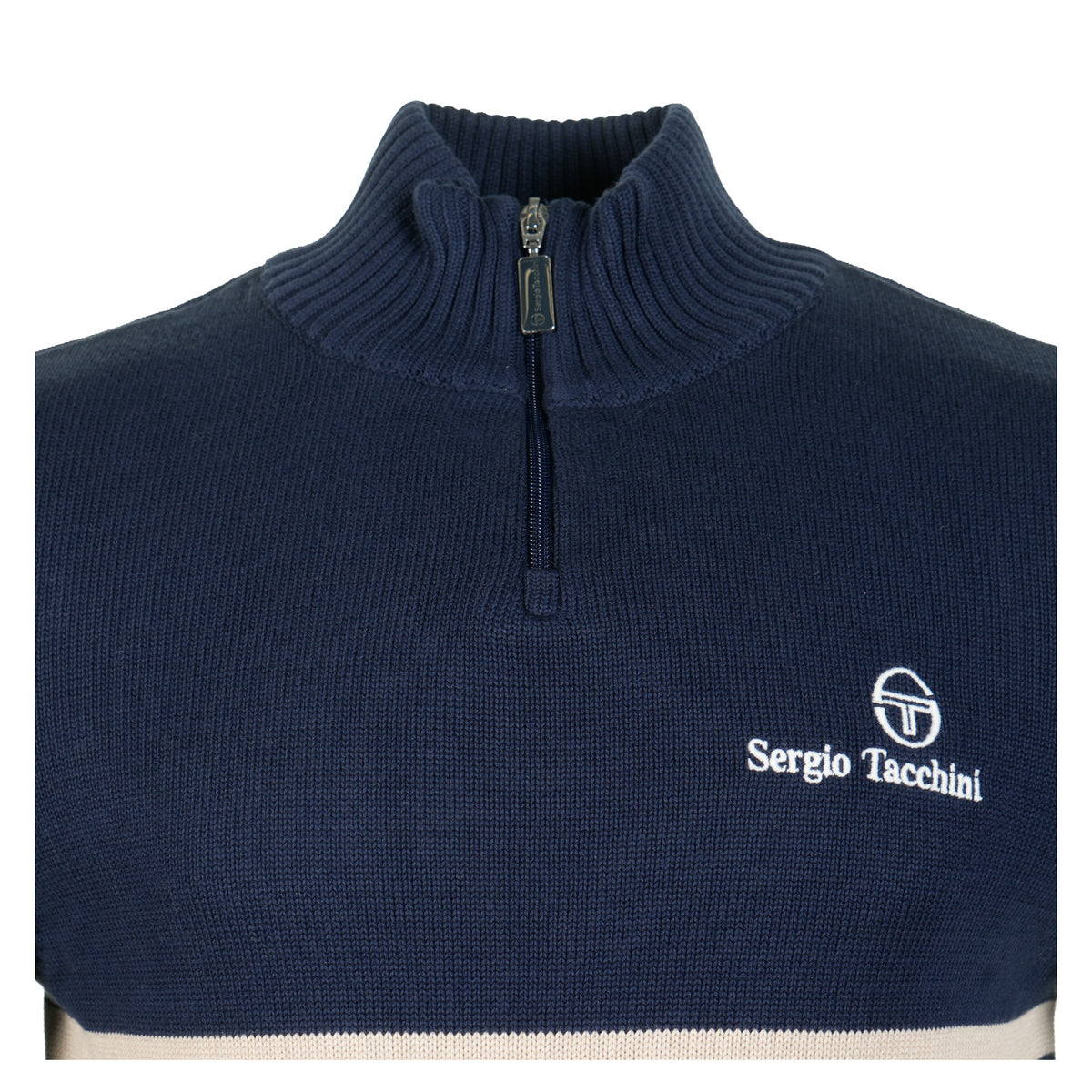 New Dallas 1/4 Zip Knit Maritime Blue / Peyote