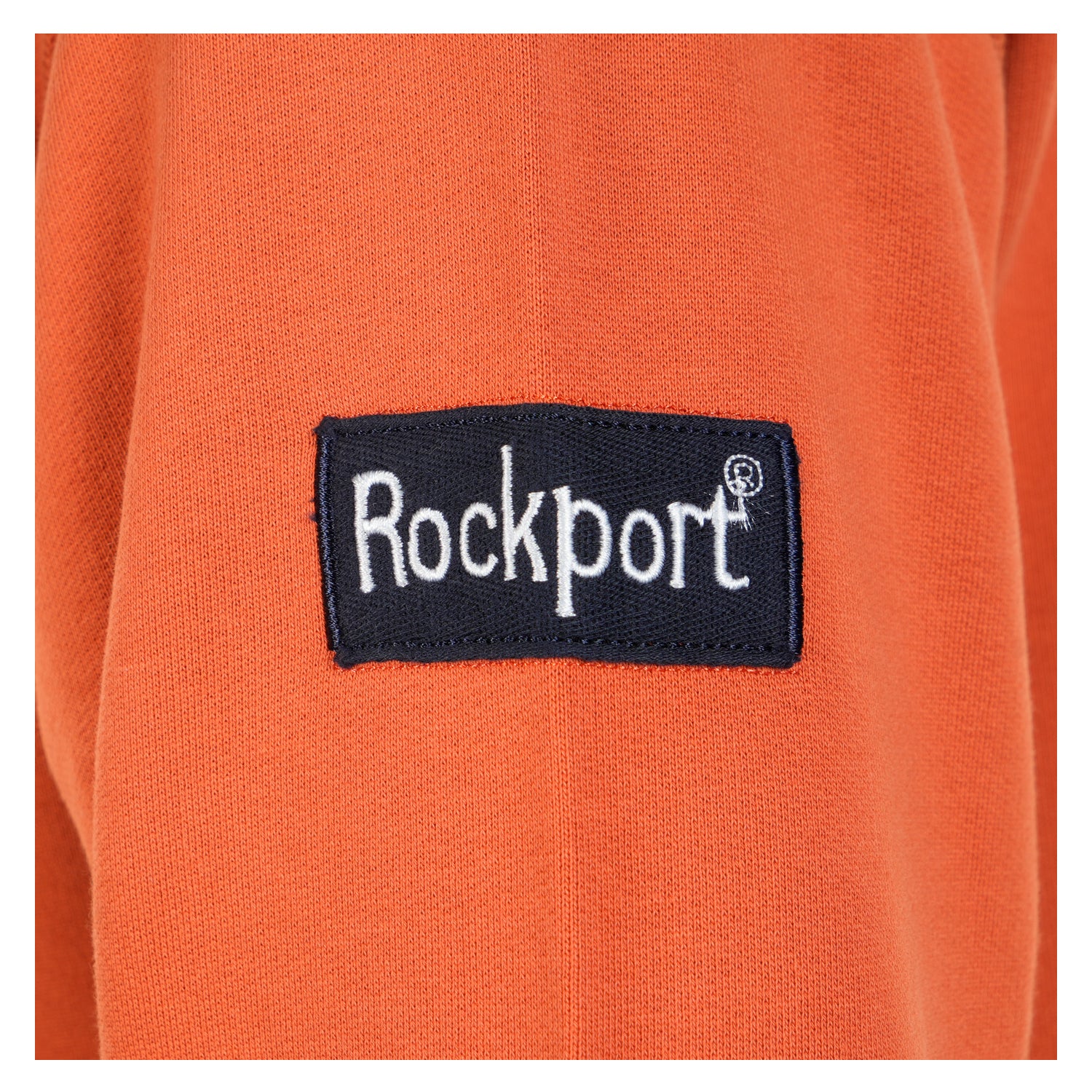Close up of Rockport branding on sleeve