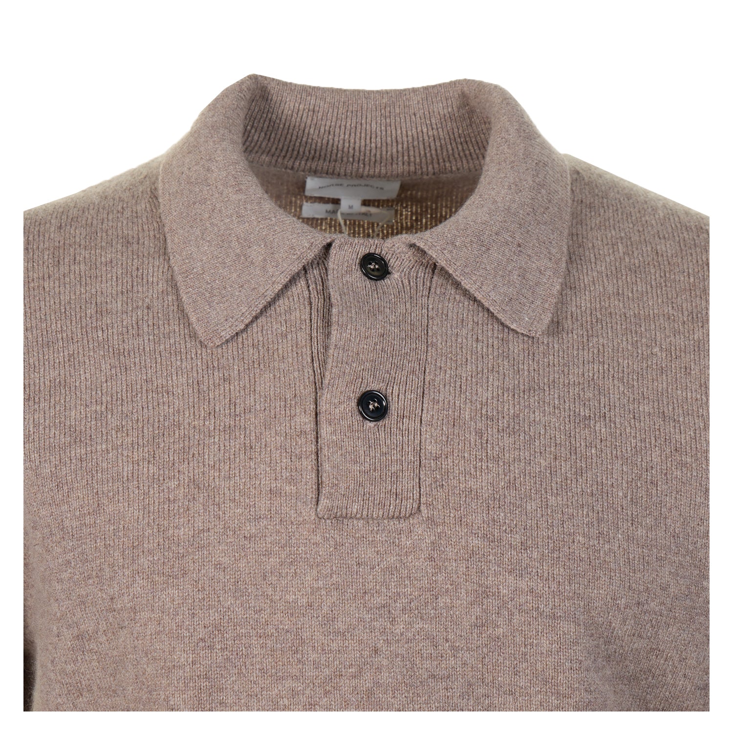 Norse Standard Merino Lambswool Long Sleeve Polo Clay