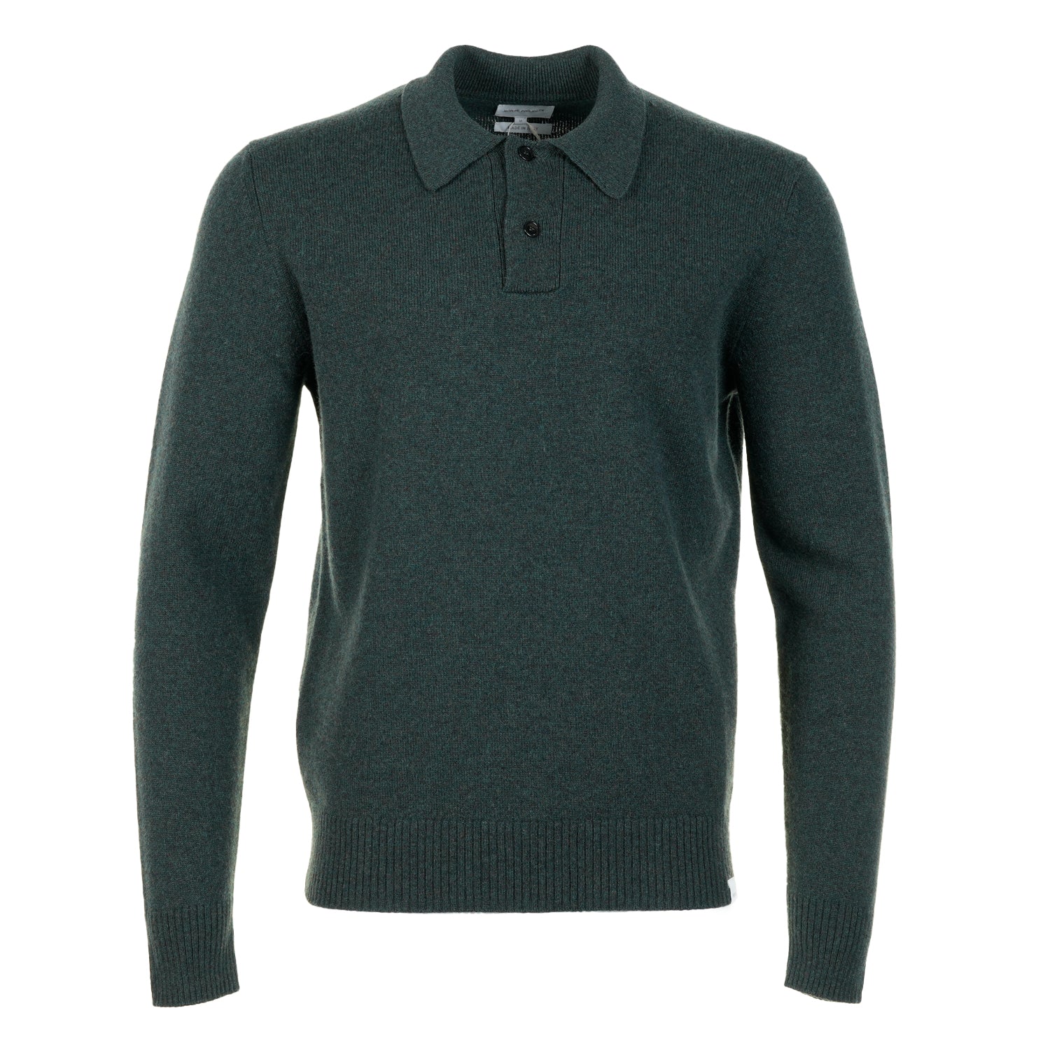 Norse Standard Merino Lambswool Long Sleeve Polo Forrest