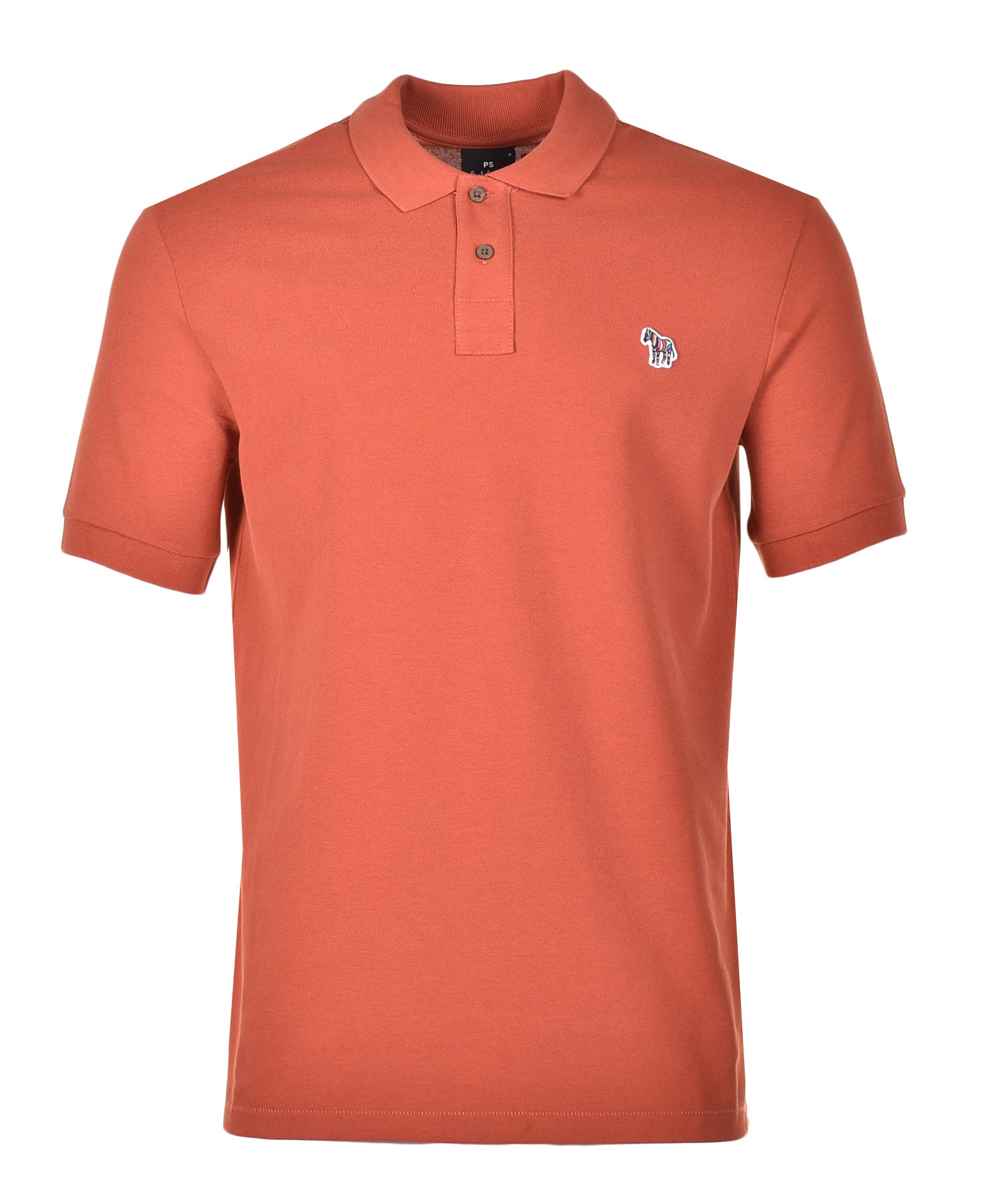 Regular Fit Short Sleeve Zebra Polo Shirt Dark Rust