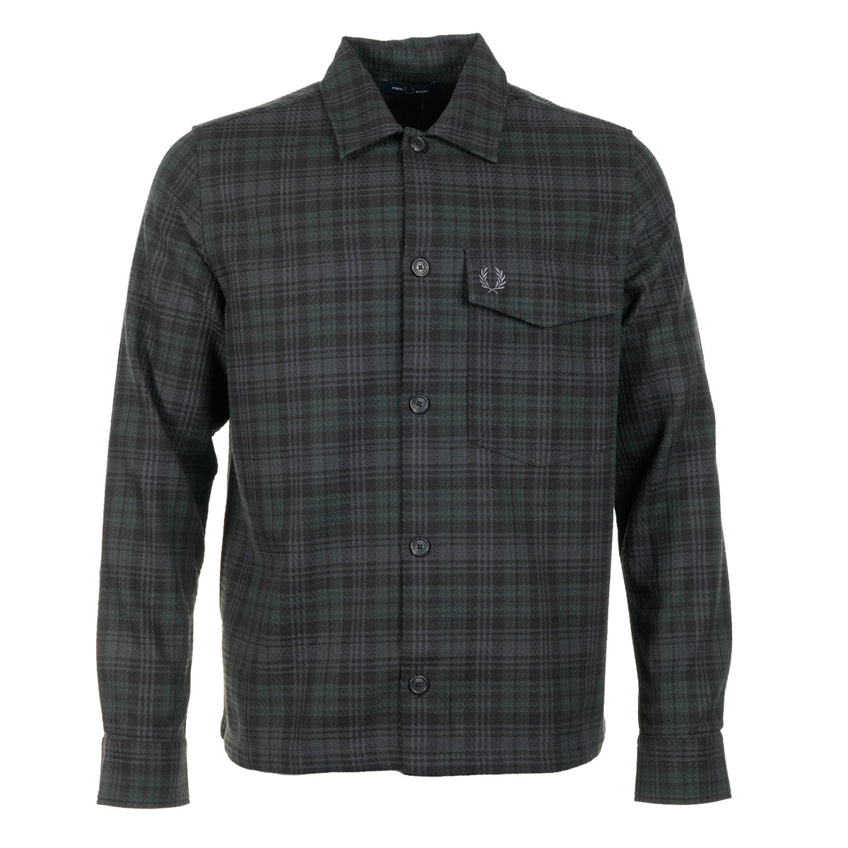 Textured Check Overshirt Night Green