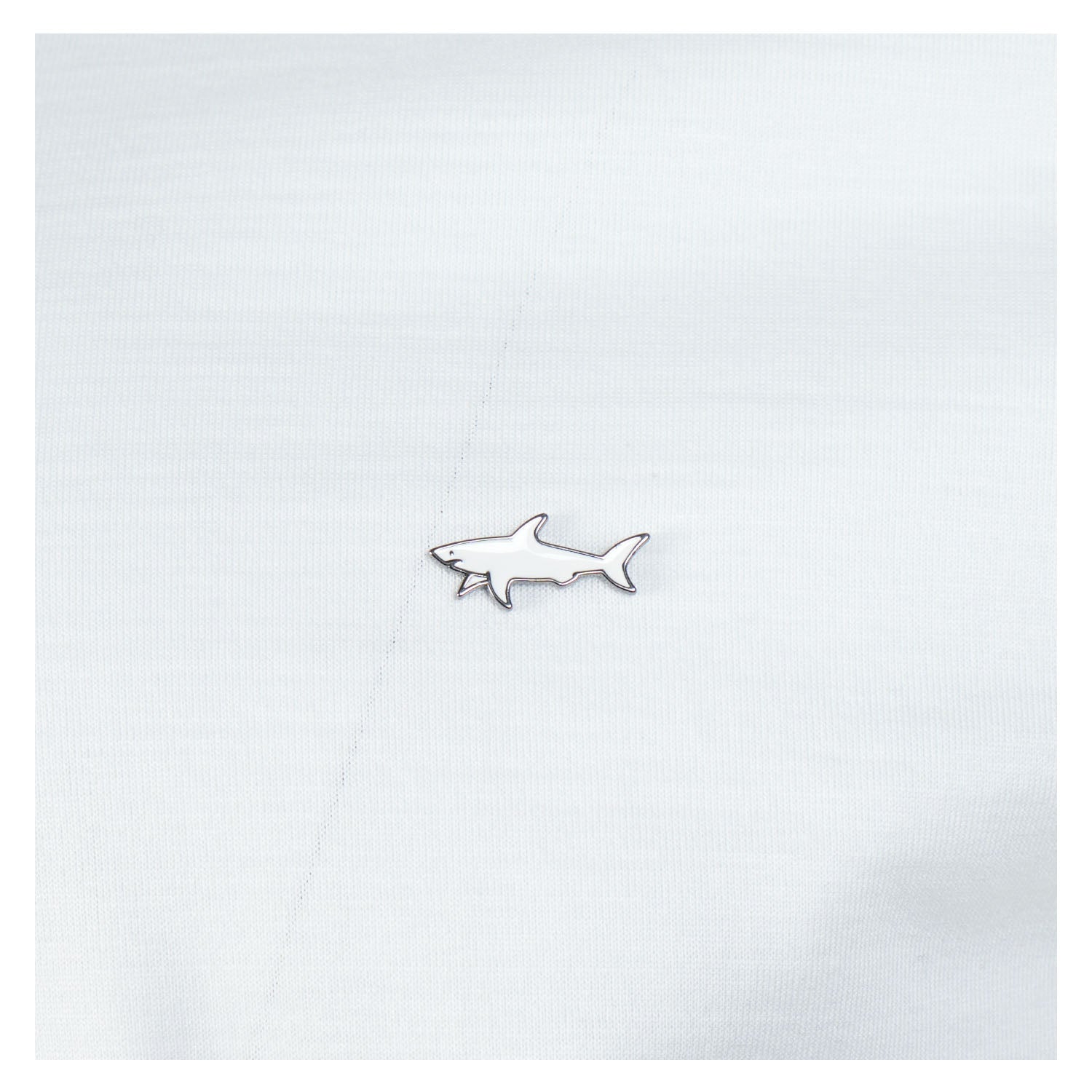 Short Sleeve Metal Shark Logo Zip Polo Shirt White
