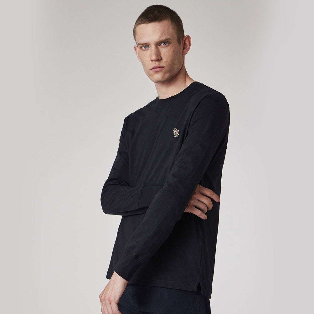 man wearing paul smith zebra tee long sleeve
