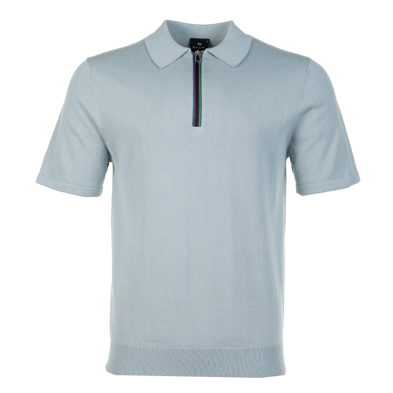Sport Stripe Knitted Short Sleeve Polo Shirt 40a Light Blue