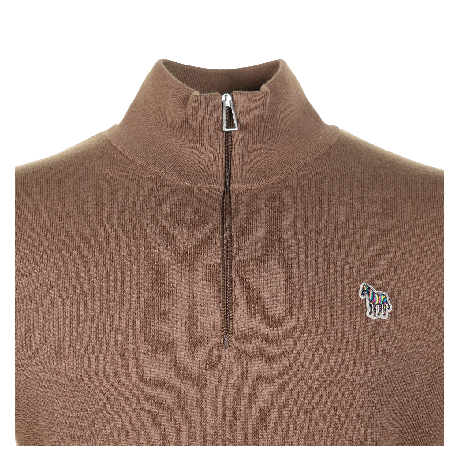 Knitted Zebra Quarter Zip Jumper 67 Mud