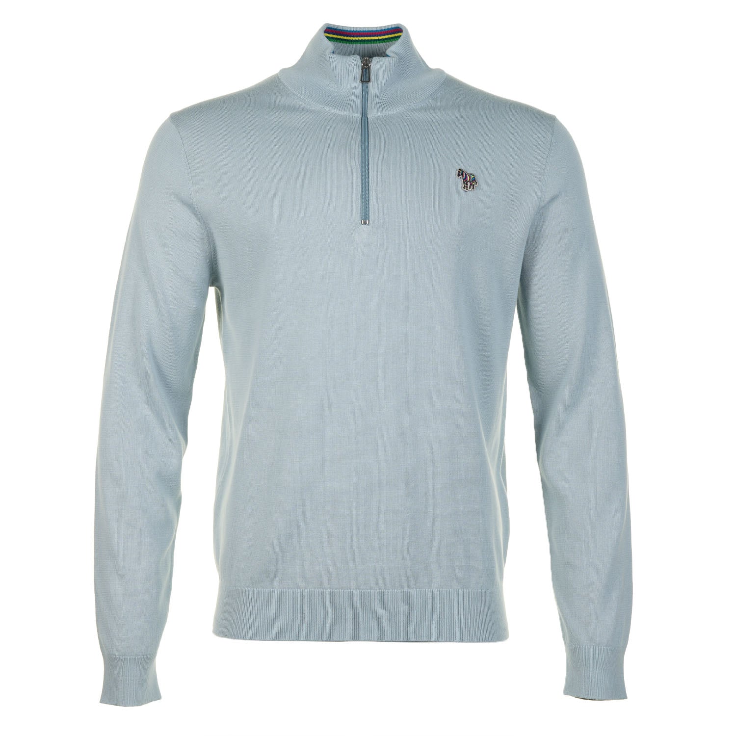 Sport Stripe Knitted Zebra Quarter Zip Light Blue