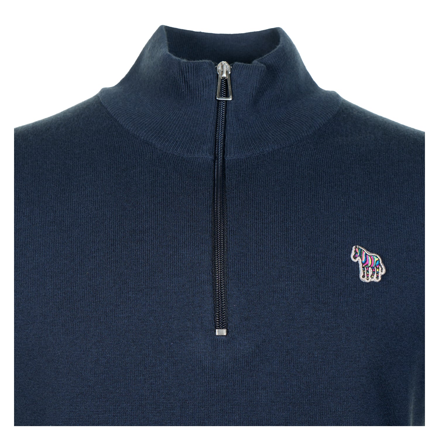 Knitted Zebra Quarter Zip Very Dark Navy
