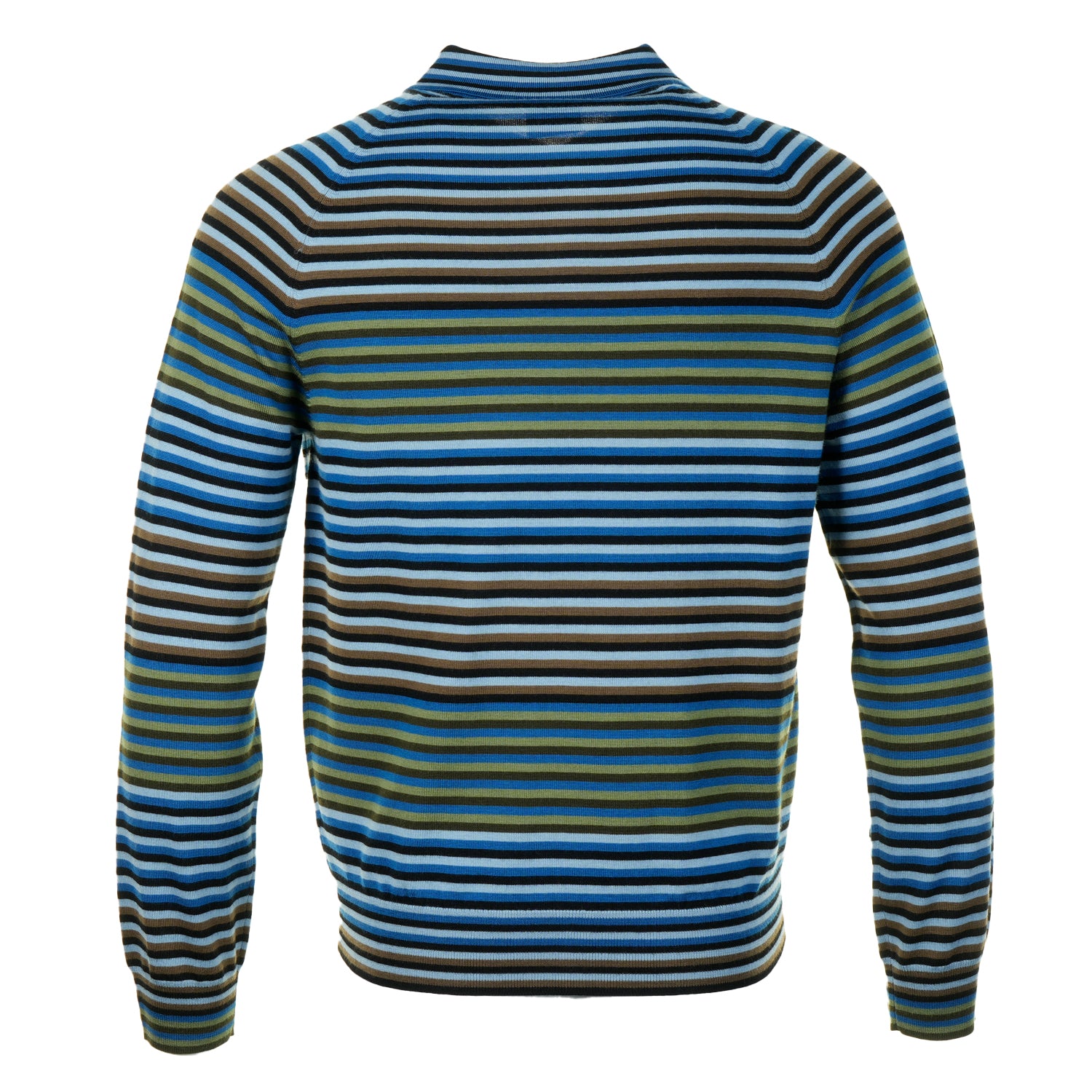 Knitted Long Sleeve Striped Polo Shirt Cobalt Blue