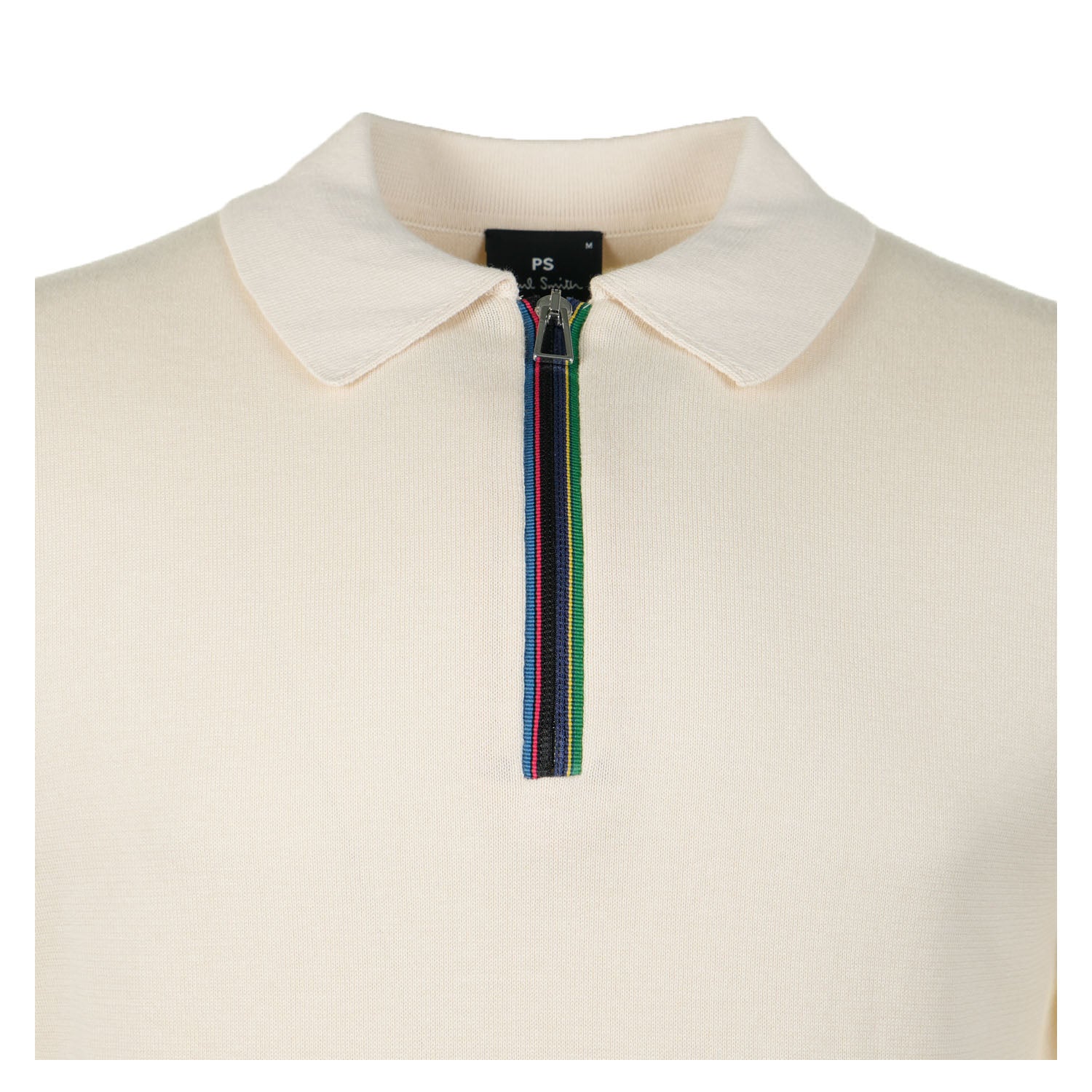 Sport Stripe Knitted Short Sleeve Polo Shirt Ivory