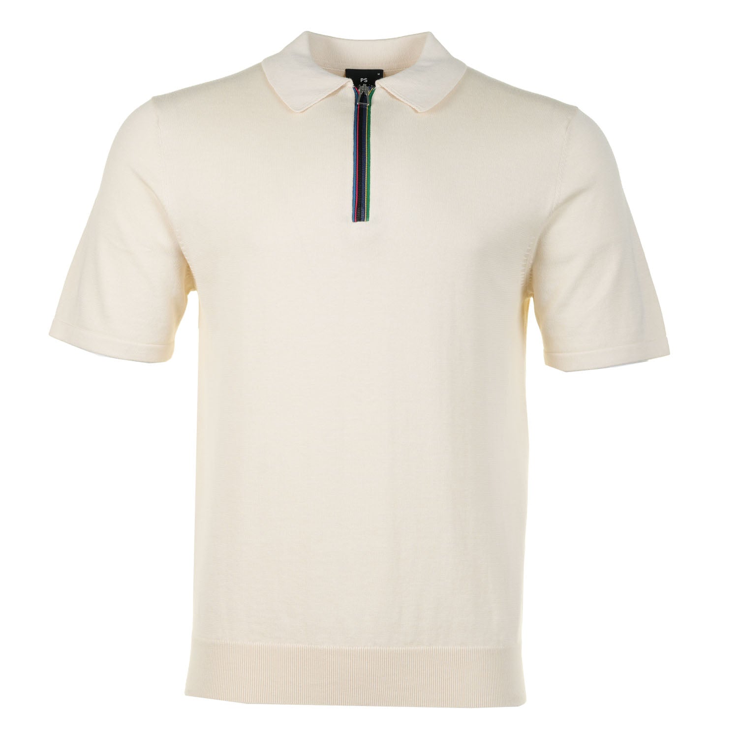 Sport Stripe Knitted Short Sleeve Polo Shirt Ivory