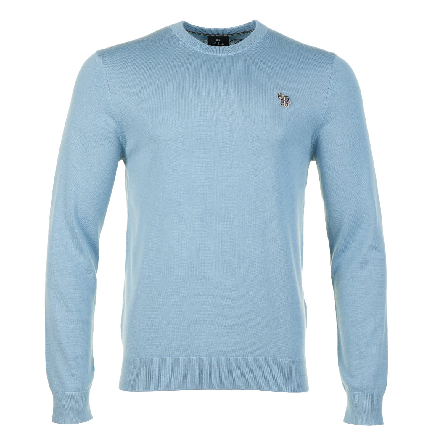 Knitted Zebra Crew Neck Jumper Cobalt Blue