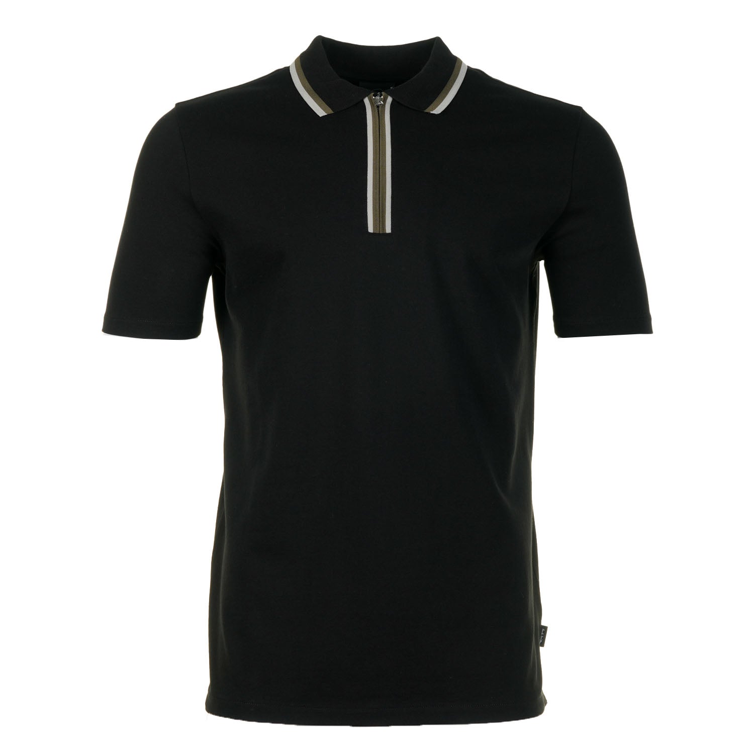 Regular Fit Short Sleeve Placket Detail Zip Polo Shirt Black