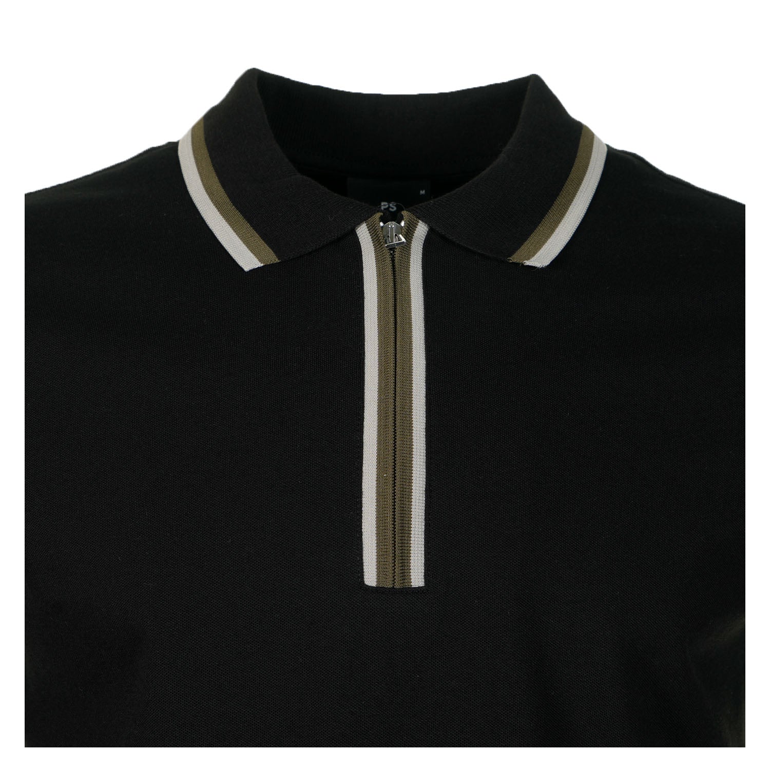 Regular Fit Short Sleeve Placket Detail Zip Polo Shirt Black