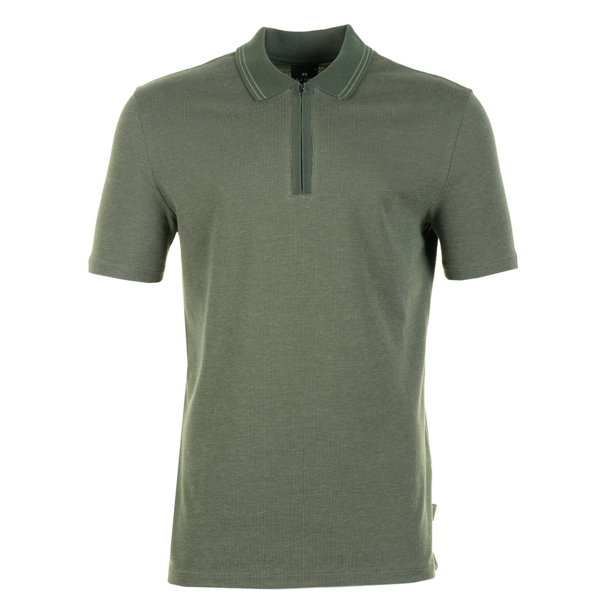 Zip Polo Shirt Stitch Bottle Green