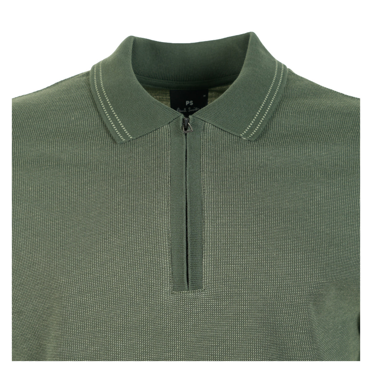 Zip Polo Shirt Stitch Bottle Green