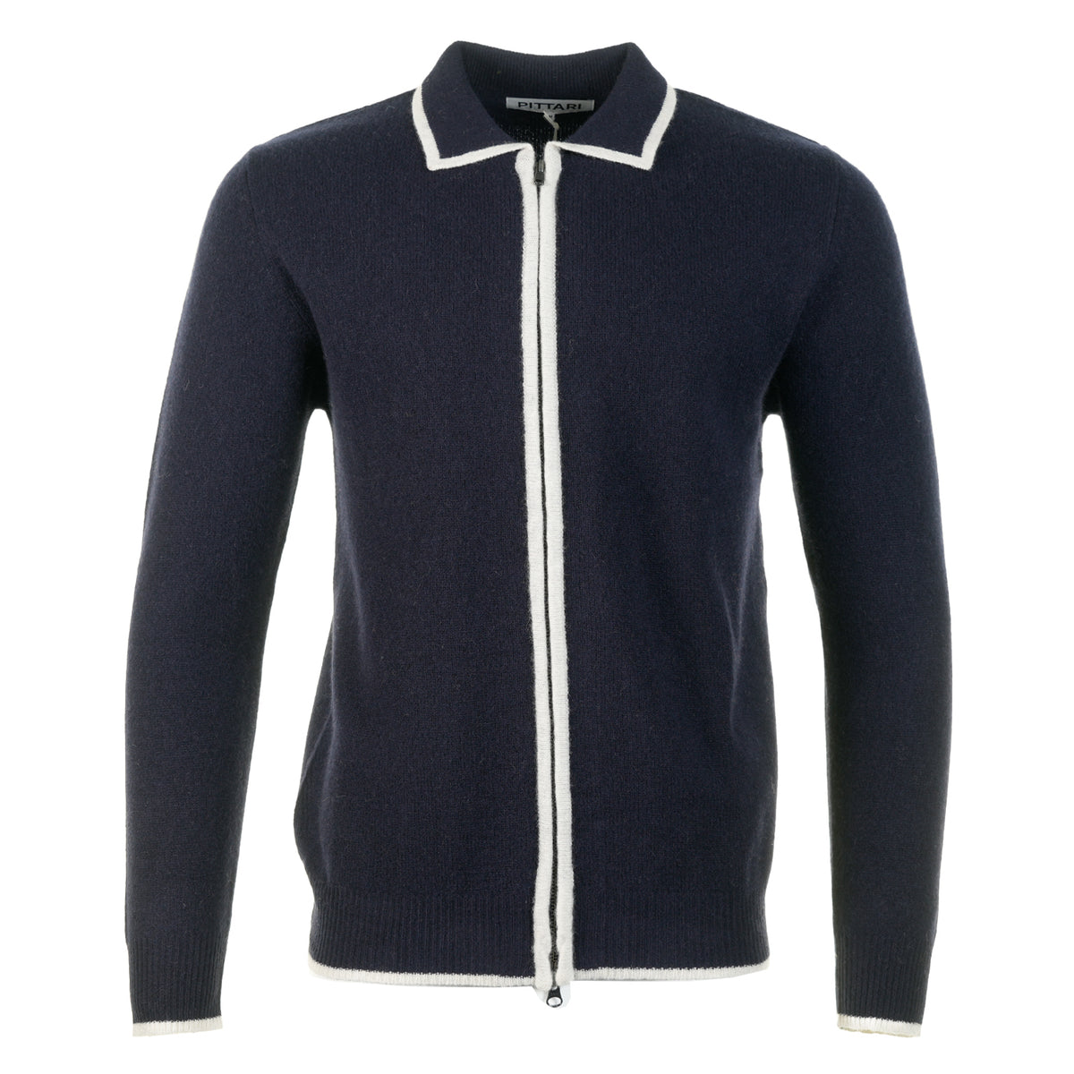 Lambswool Catch Full Zip Navy/Clay