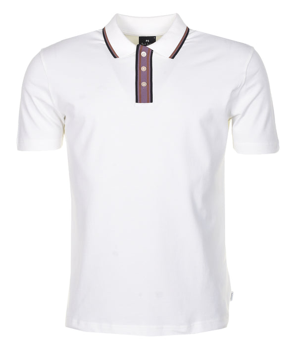 Regular Fit Short Sleeve Stripe Detail Polo Shirt Off White