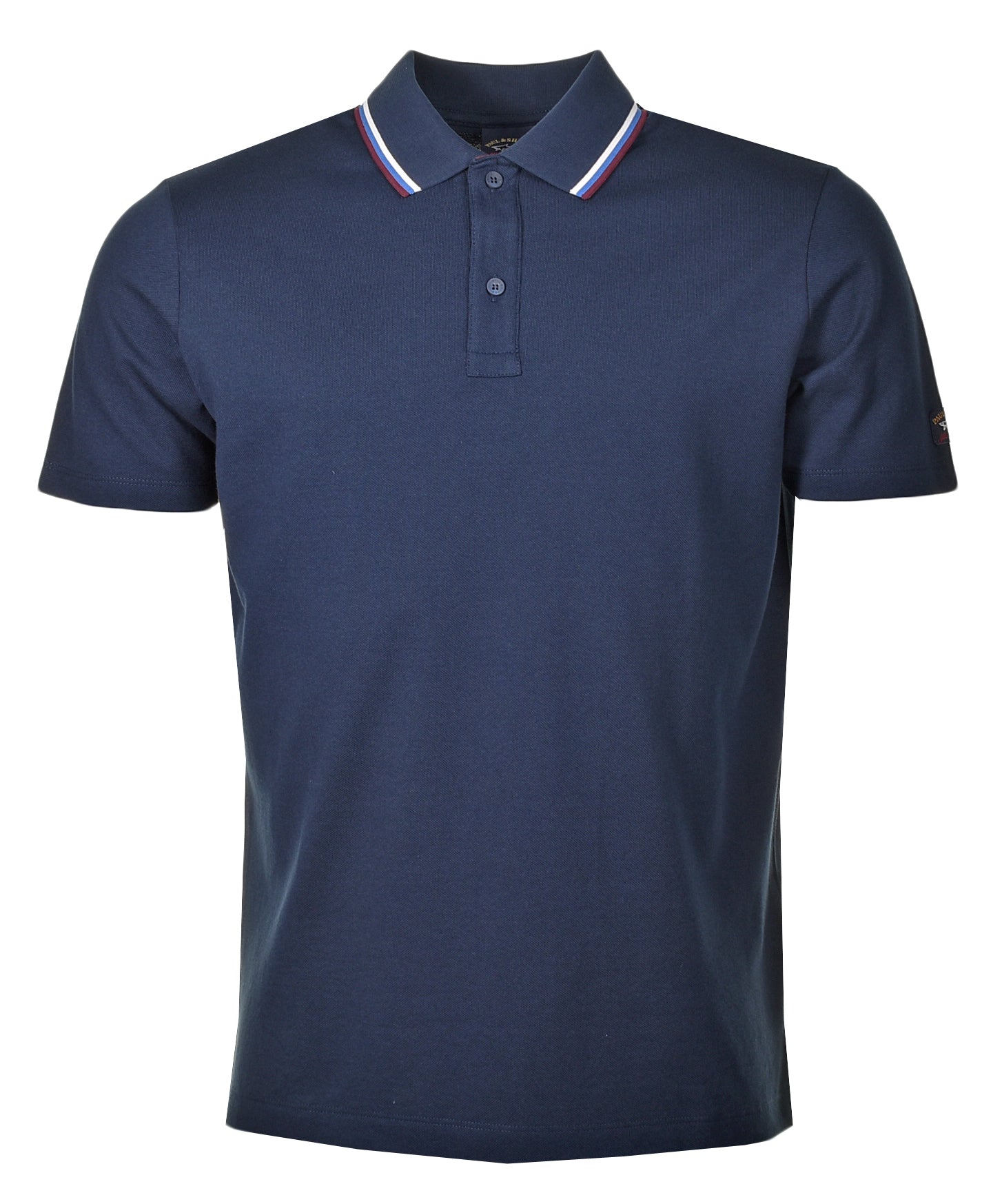 Short Sleeve Stripe Collar Polo Shirt Navy