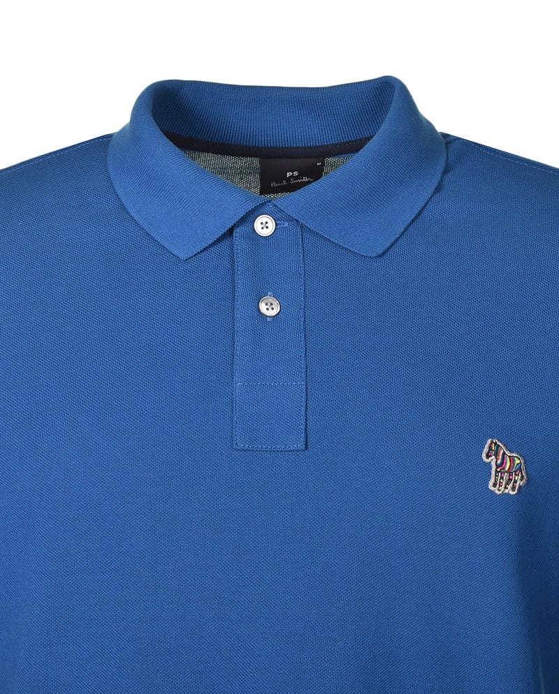 Regular Fit Short Sleeve Zebra Polo Shirt Cobalt Blue