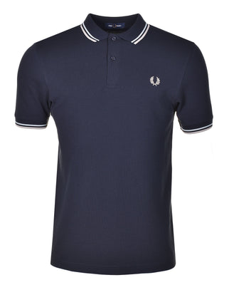 Short Sleeve Twin Tipped Polo Shirt Navy/Silver Blue/Warm Grey