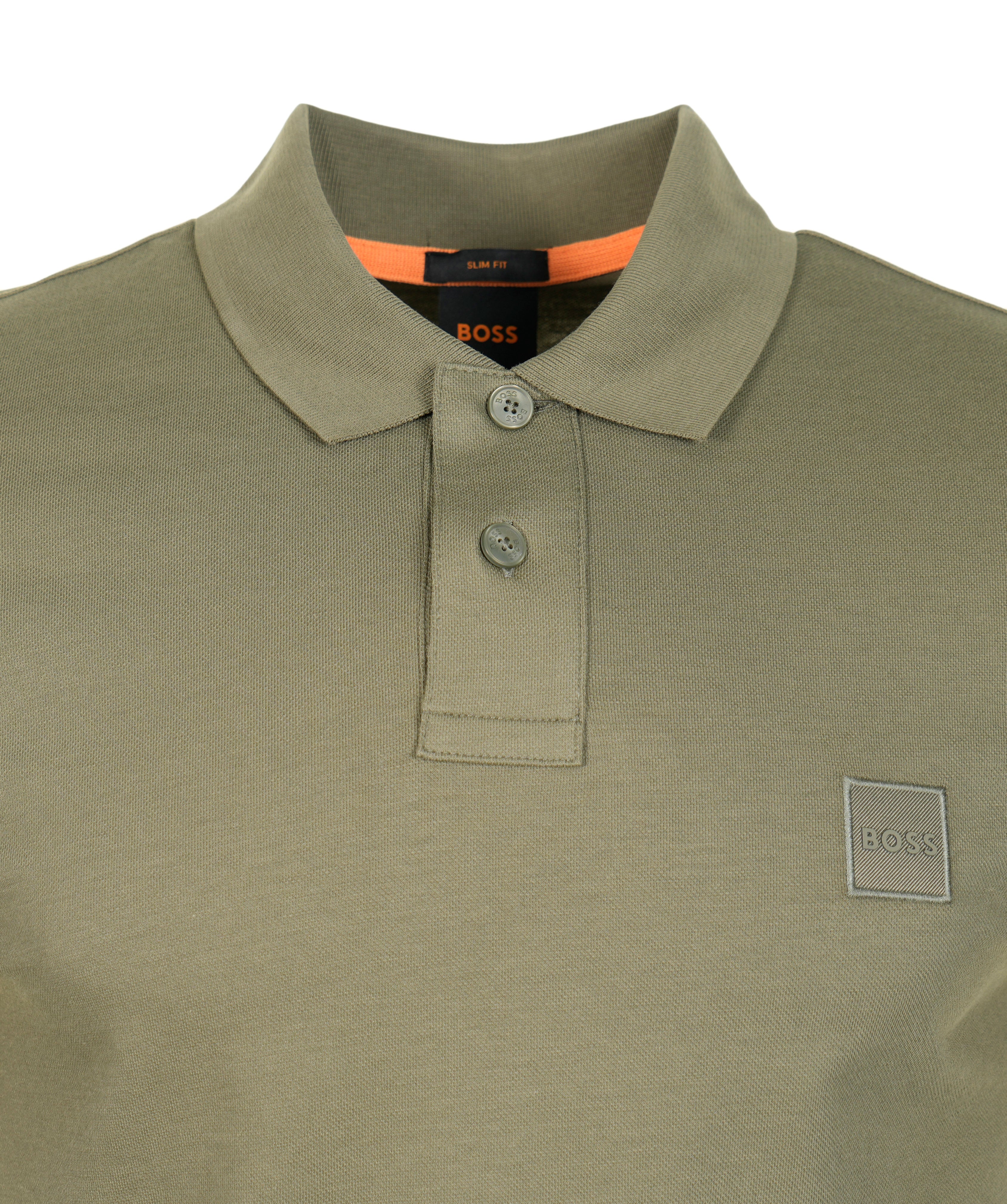 Close up of button detailing on neckline