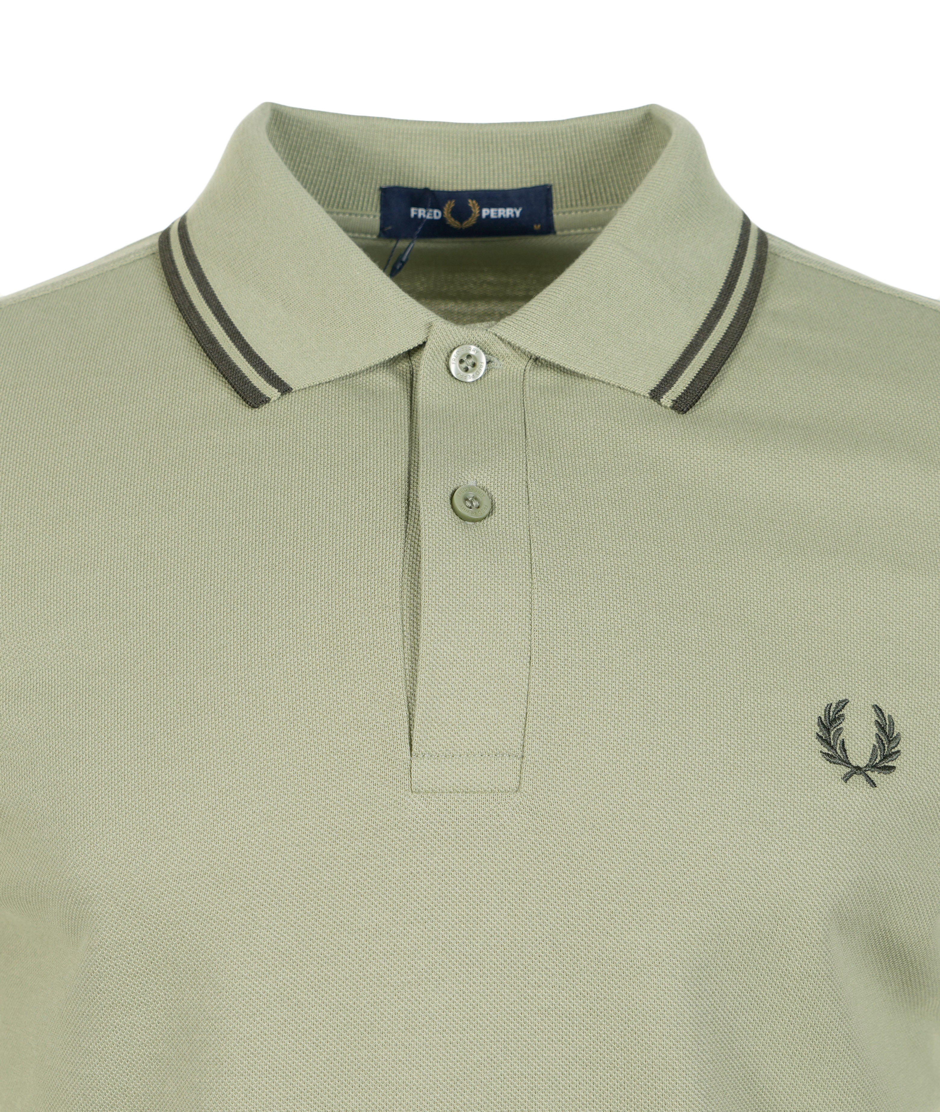 Short Sleeve Twin Tipped Polo Shirt Olive Mint Green