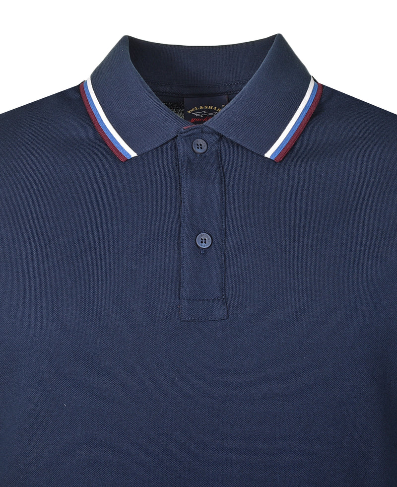 Short Sleeve Stripe Collar Polo Shirt Navy